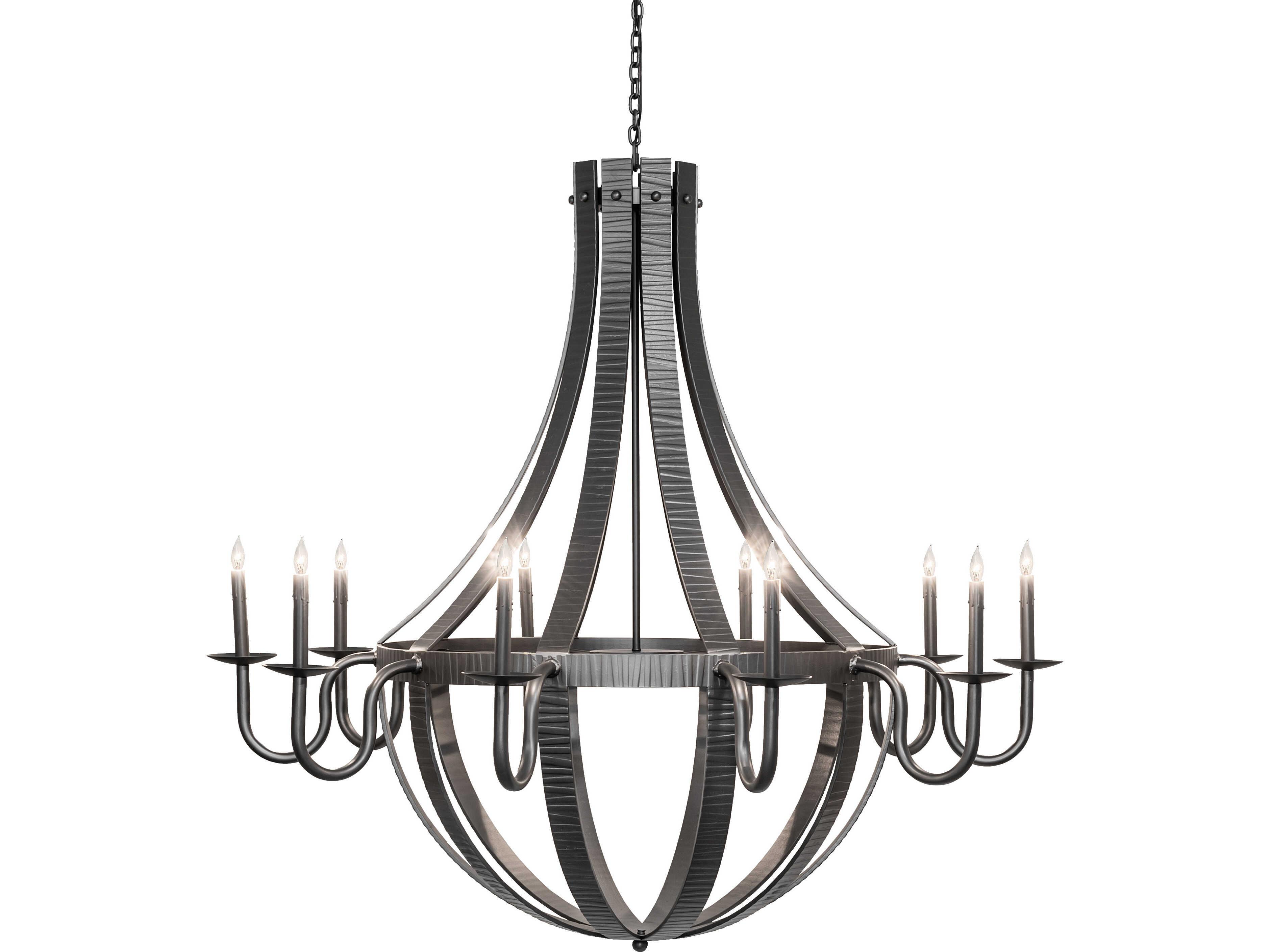 Meyda Barrel Stave 10-Light Wrought Iron Steel Traditional Candelabra Chandelier