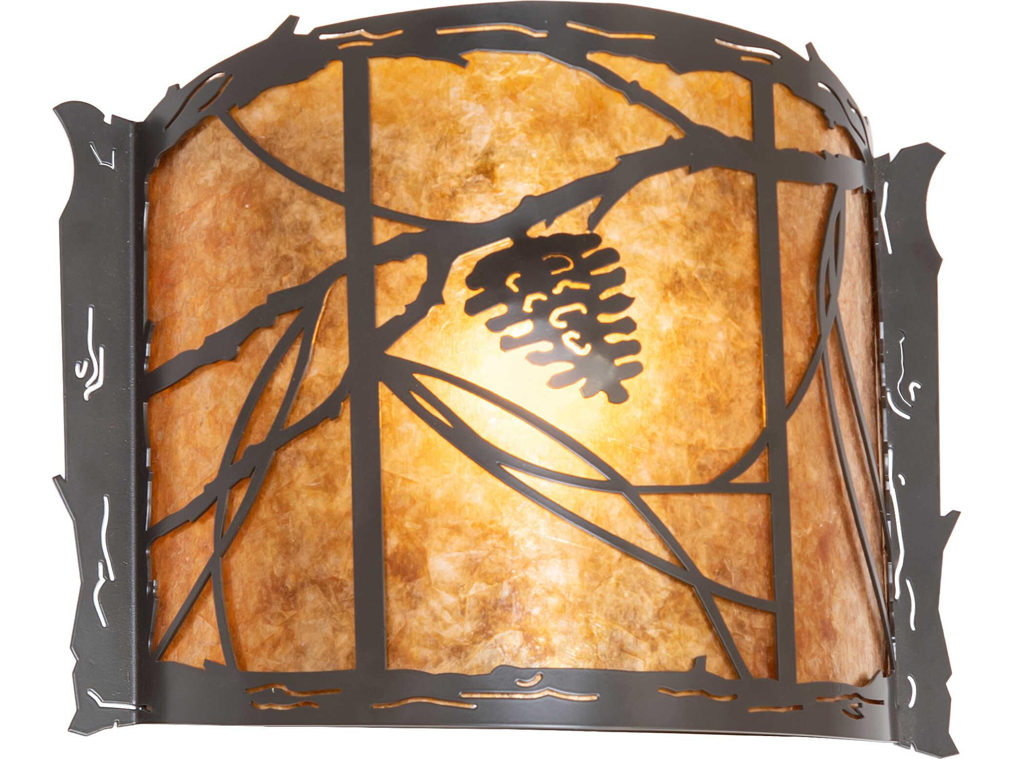 Meyda Whispering Pines 1-Light Amber Mica Bronze Traditional Wall Sconce