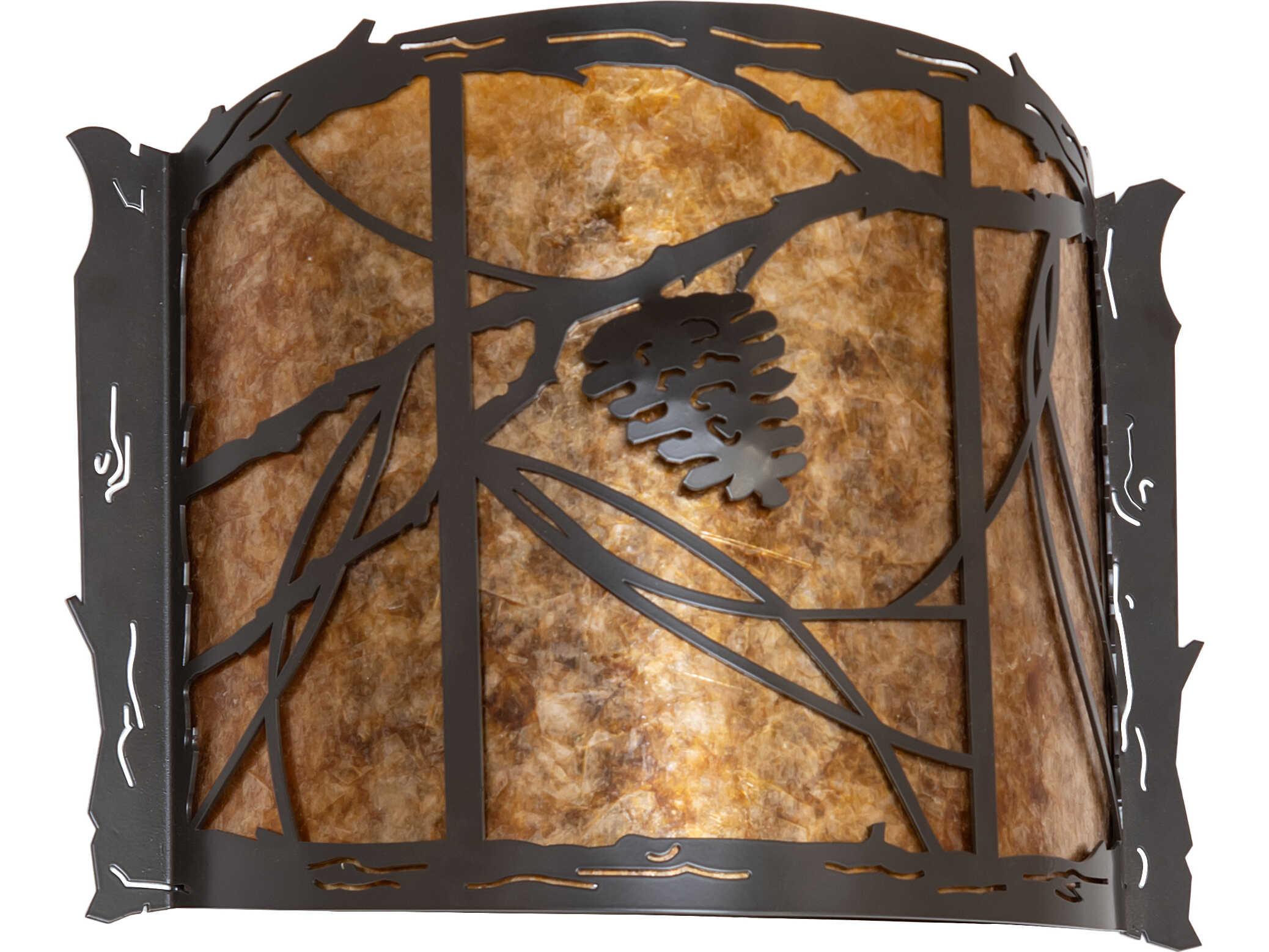 Meyda Whispering Pines 1-Light Amber Mica Bronze Traditional Wall Sconce