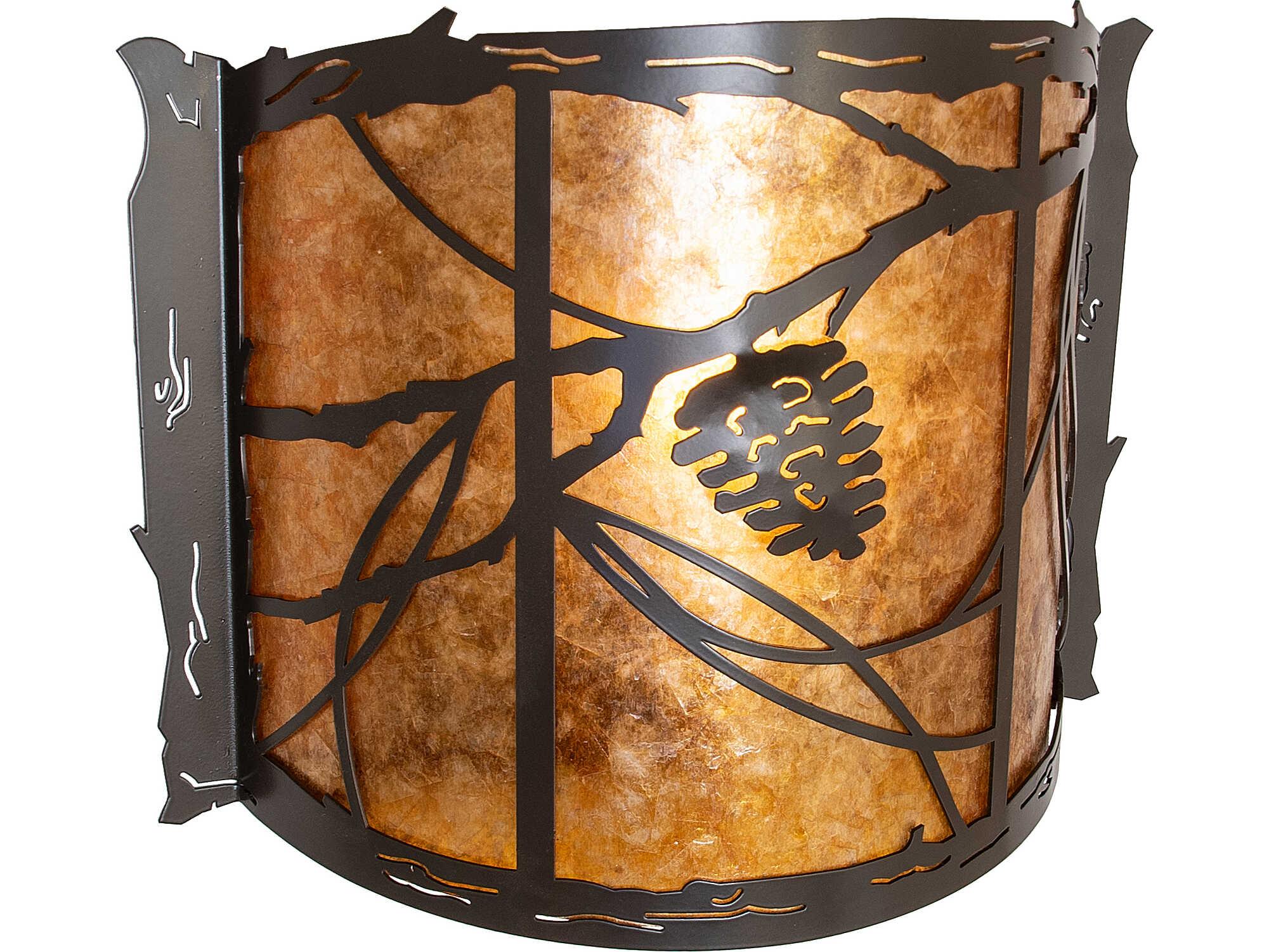 Meyda Whispering Pines 1-Light Amber Mica Bronze Traditional Wall Sconce