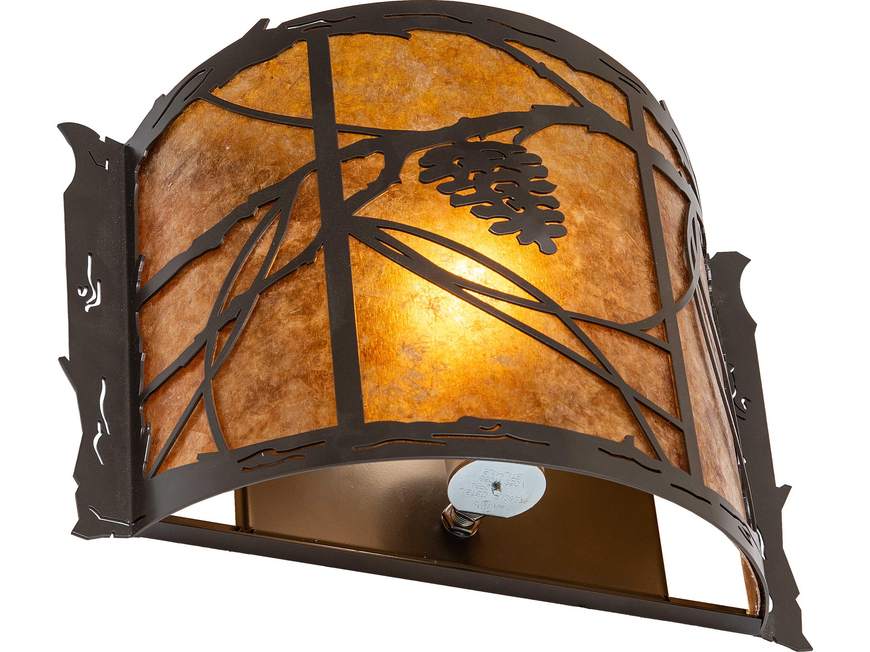 Meyda Whispering Pines 1-Light Amber Mica Bronze Traditional Wall Sconce