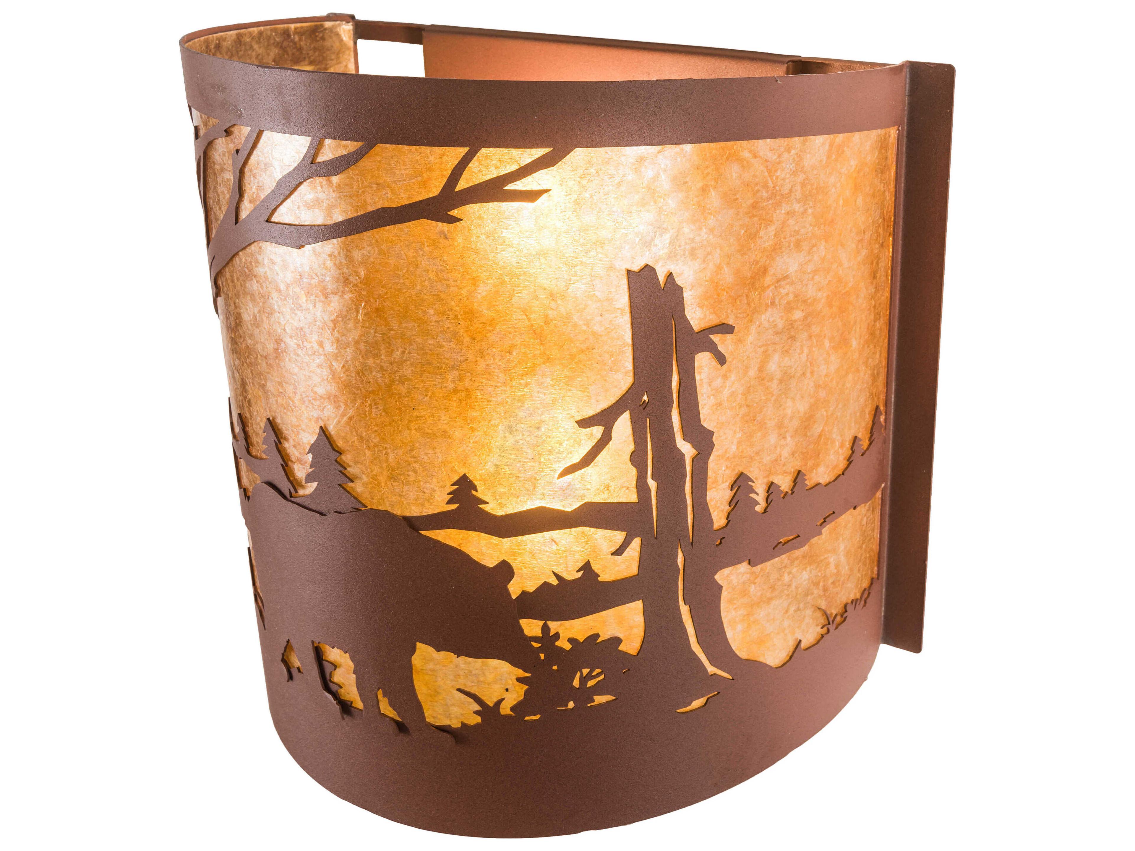 Meyda Bear At Lake 2-Light Rust Wall Sconce