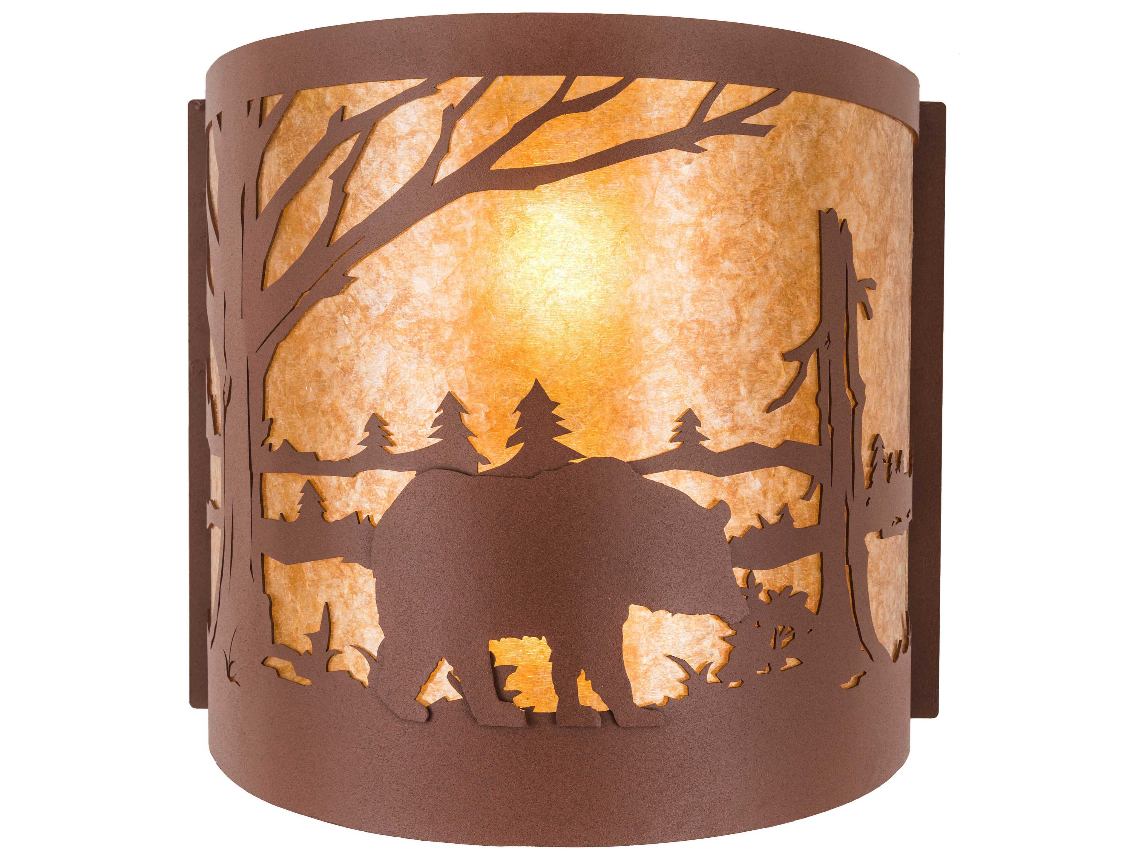 Meyda Bear At Lake 2-Light Rust Wall Sconce