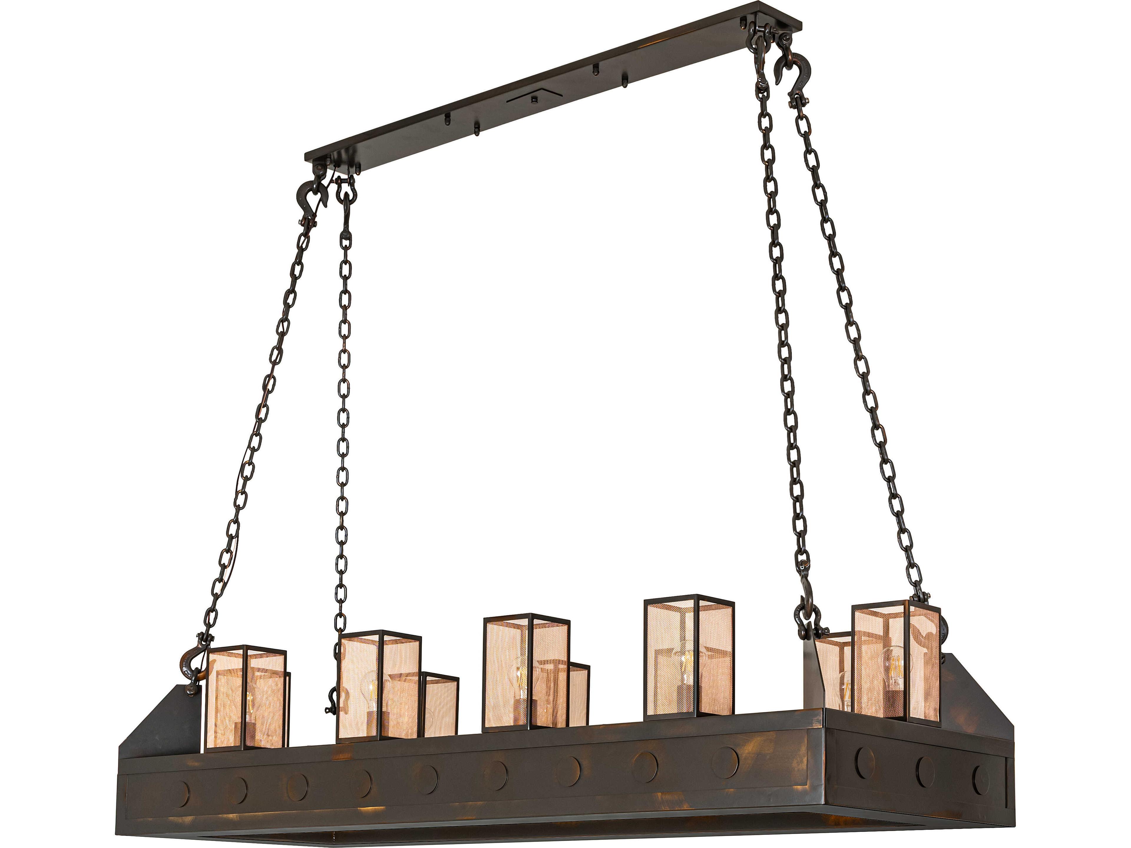 Meyda Cassidy 10-Light Copper Mesh Traditional Linear Island Pendant