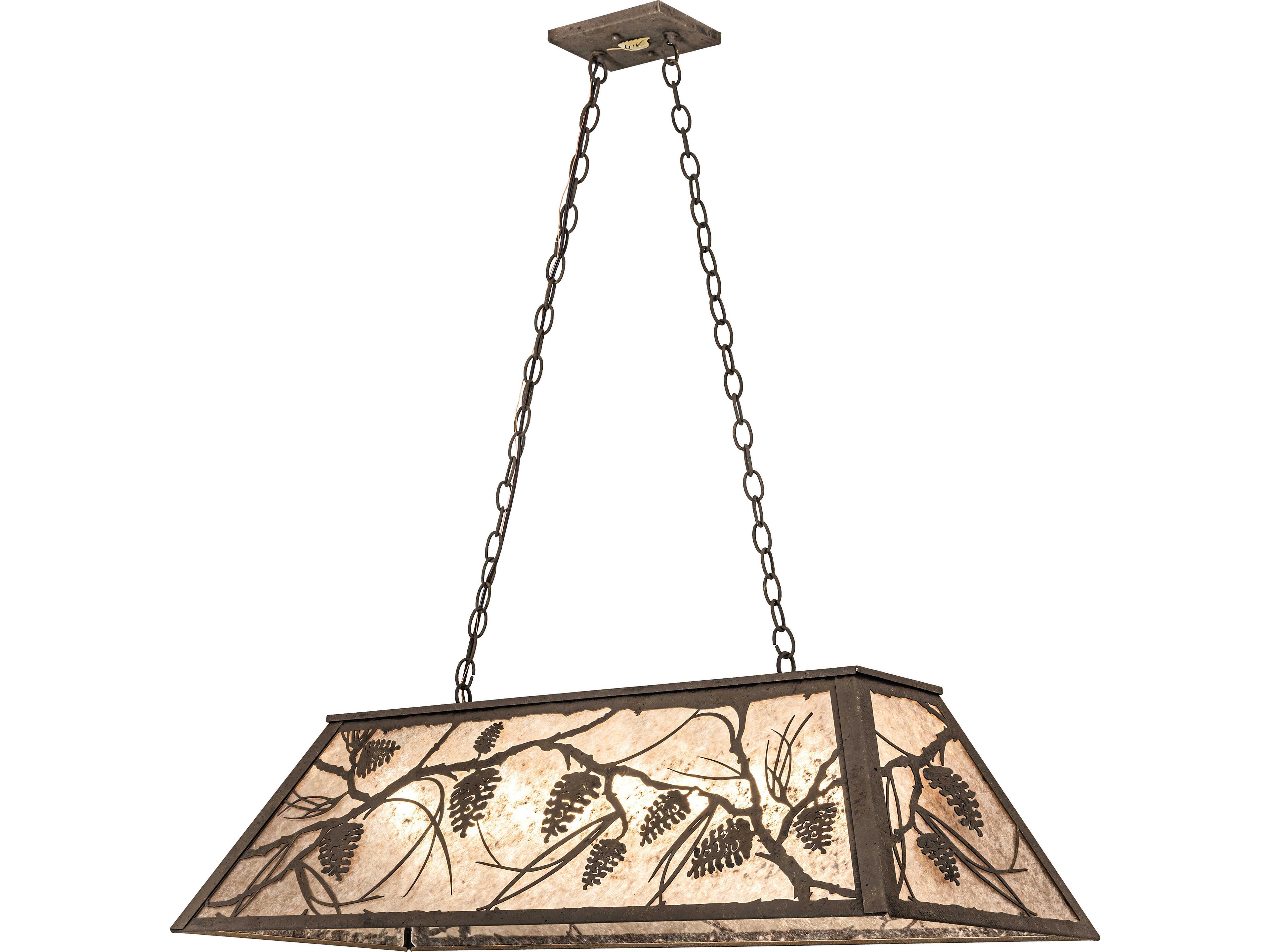 Meyda Whispering Pines 8-Light Silver Mica Bronze Traditional Linear Island Pendant