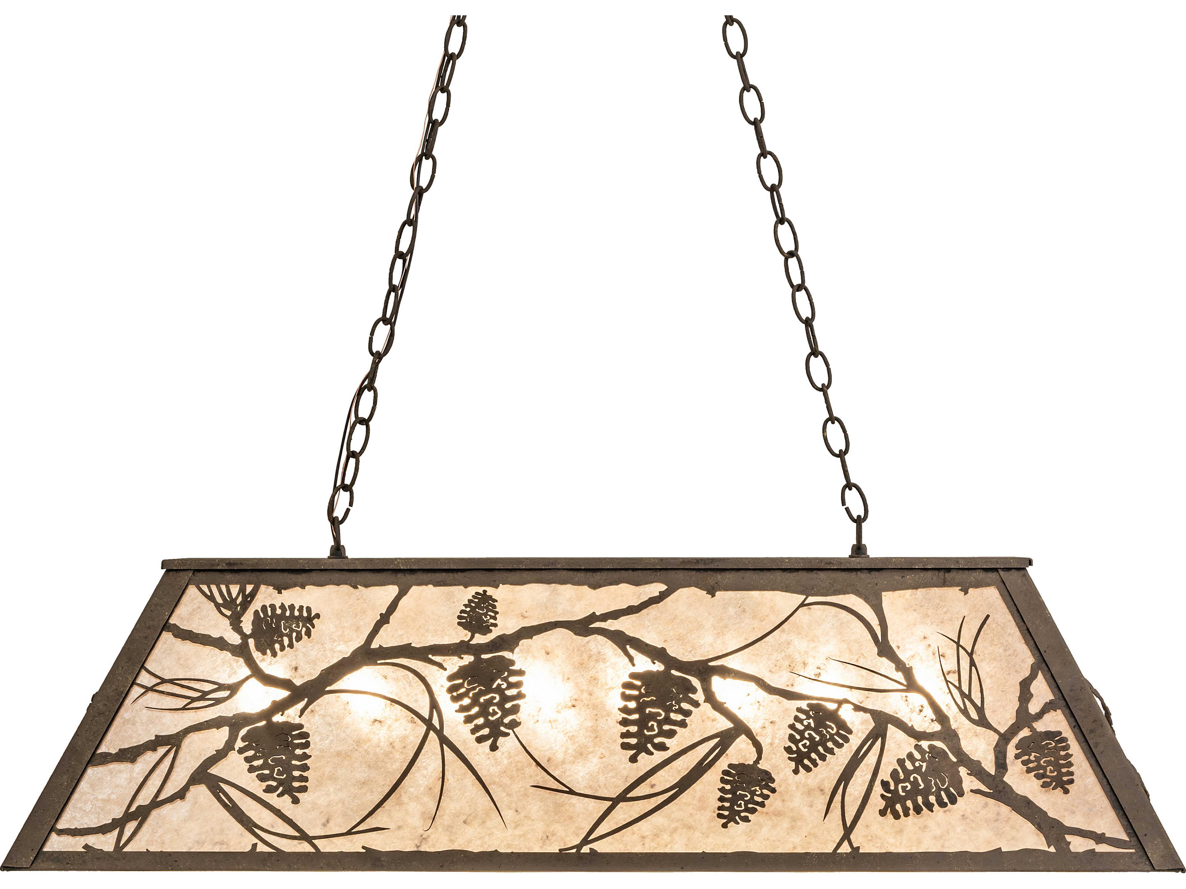 Meyda Whispering Pines 8-Light Silver Mica Bronze Traditional Linear Island Pendant