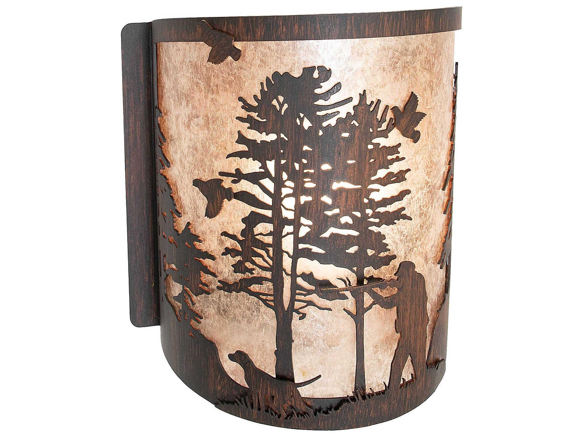 Meyda Quail Hunter with Dog 1-Light Driftwood Brown Wall Sconce