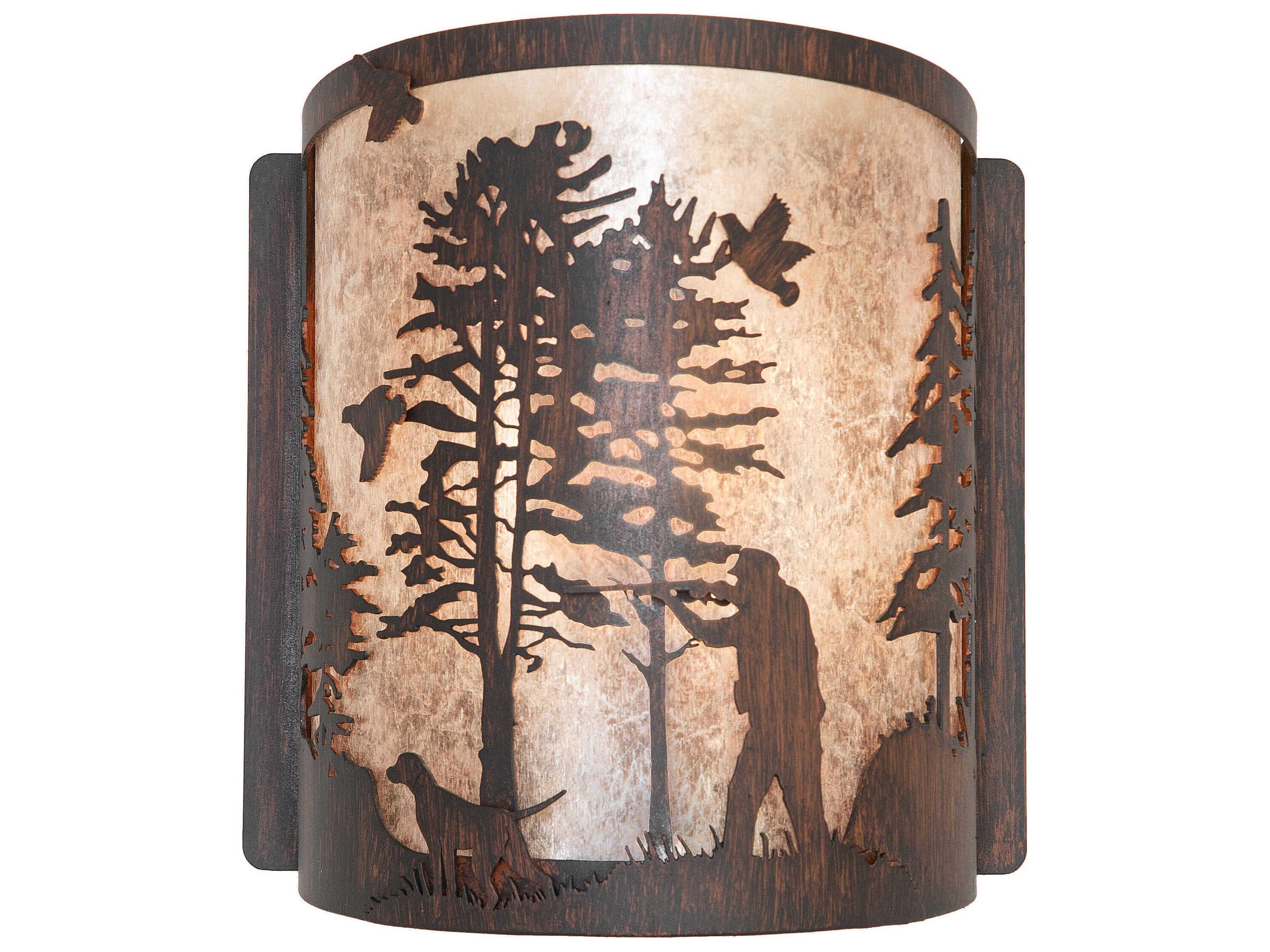 Meyda Quail Hunter with Dog 1-Light Driftwood Brown Wall Sconce