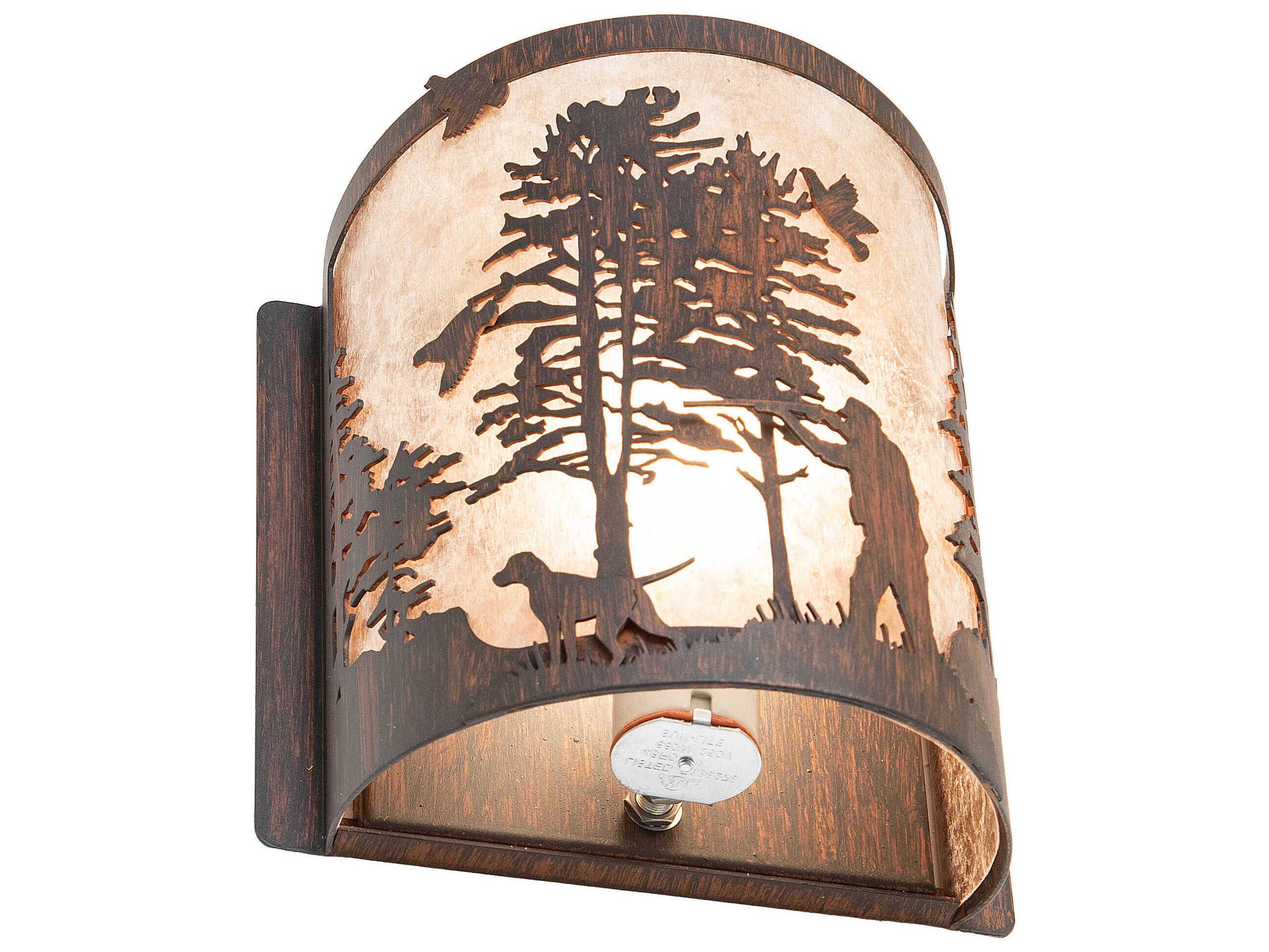 Meyda Quail Hunter with Dog 1-Light Driftwood Brown Wall Sconce