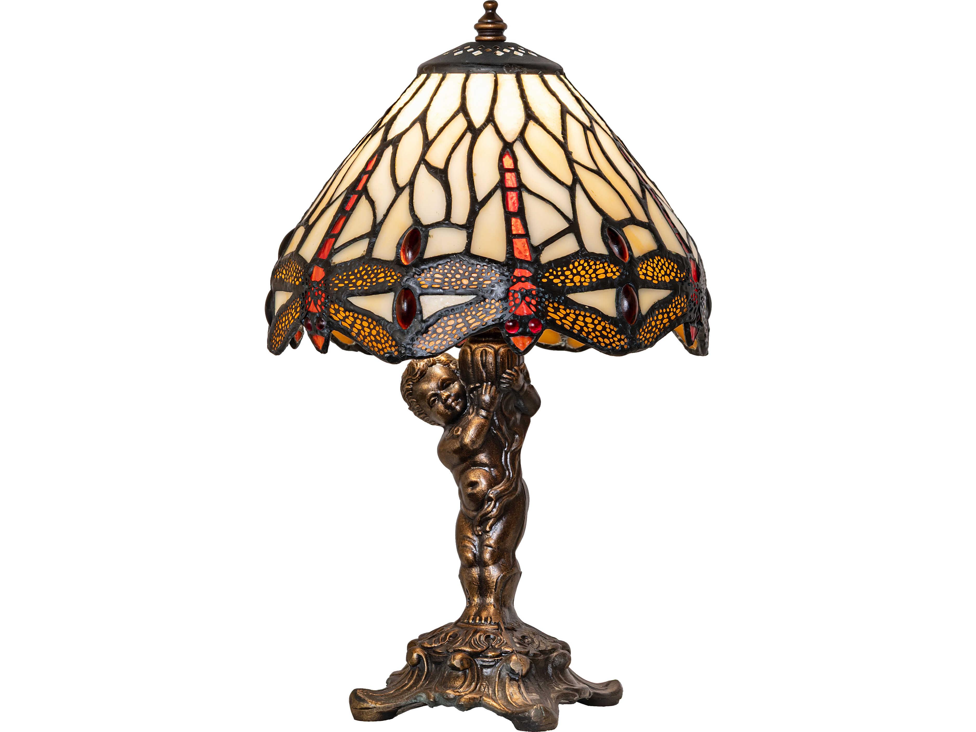 Meyda Tiffany Hanging Head Dragonfly Bronze Traditional Table Lamp