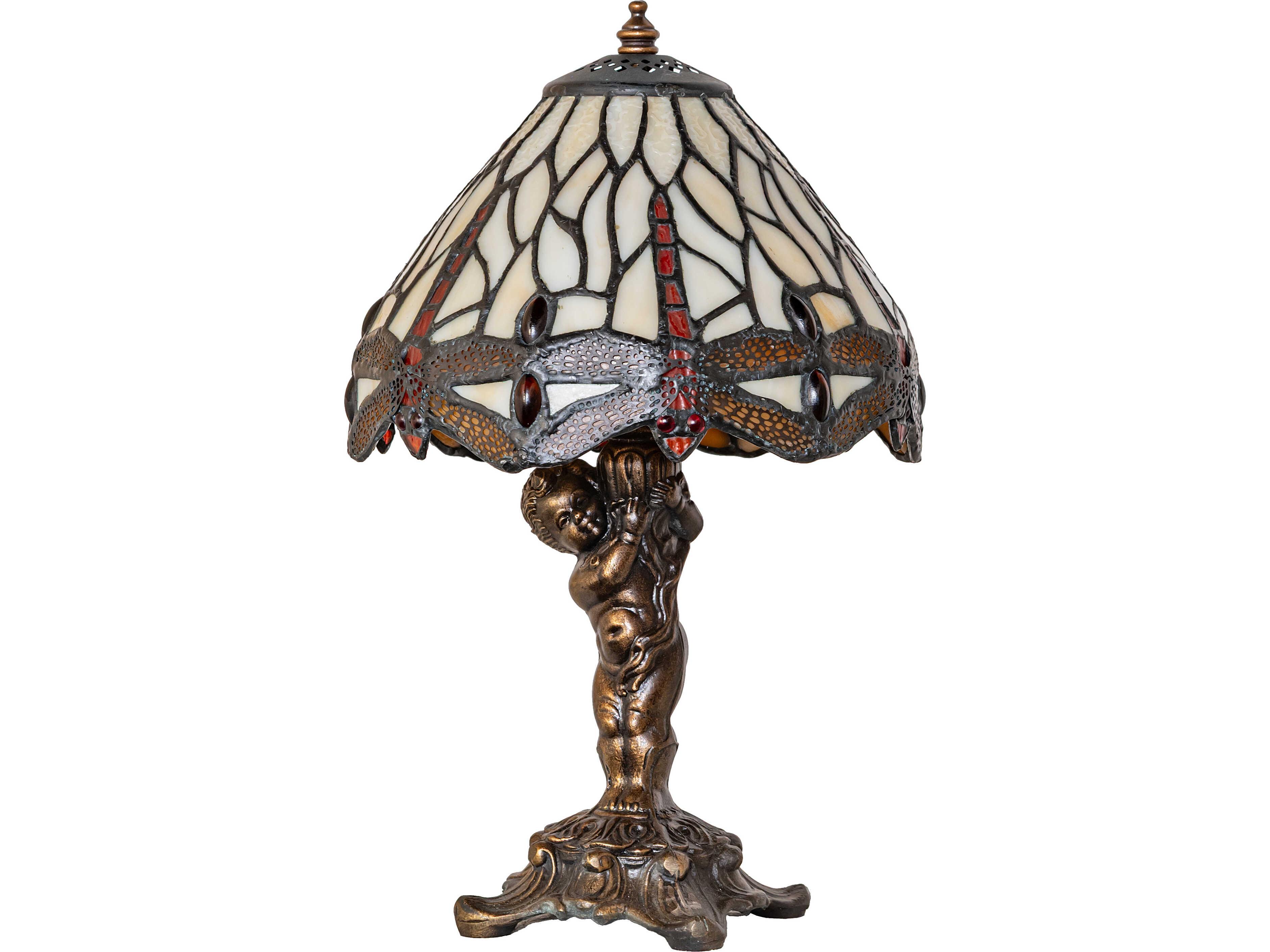 Meyda Tiffany Hanging Head Dragonfly Bronze Traditional Table Lamp