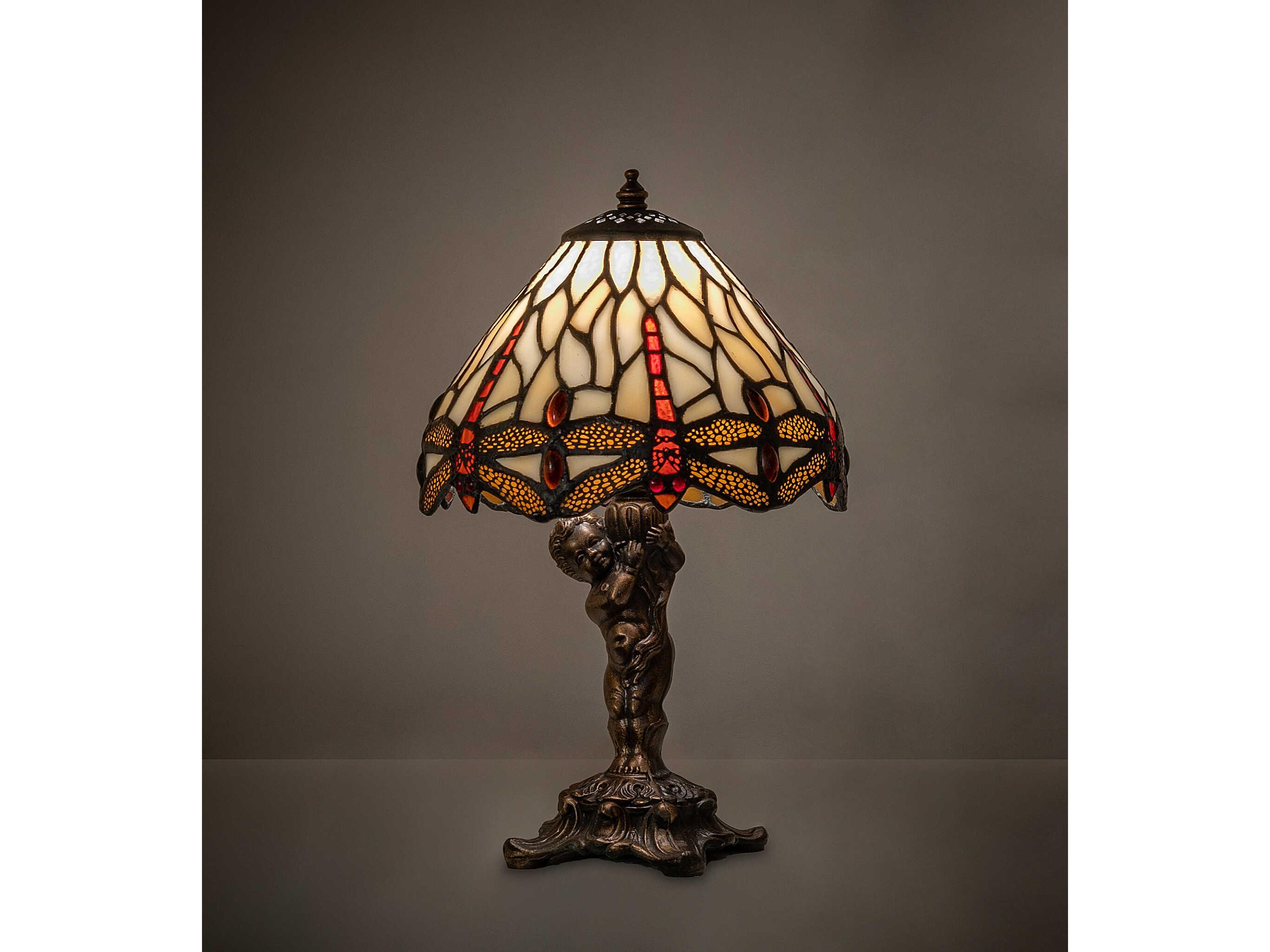Meyda Tiffany Hanging Head Dragonfly Bronze Traditional Table Lamp
