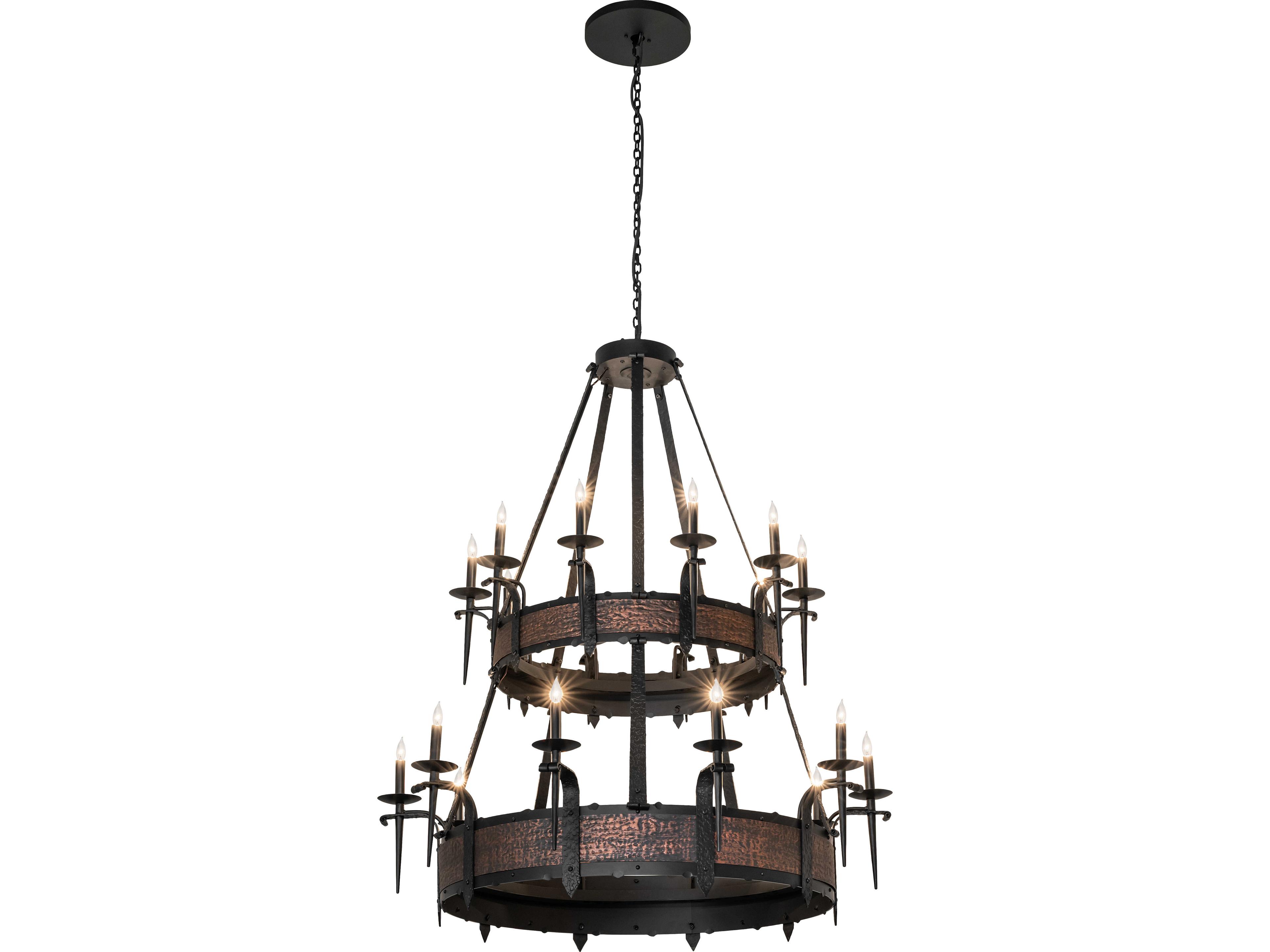 Meyda Costello 20-Light Flat Black blackened Textured Copper Traditional Candelabra Tiered Chandelier