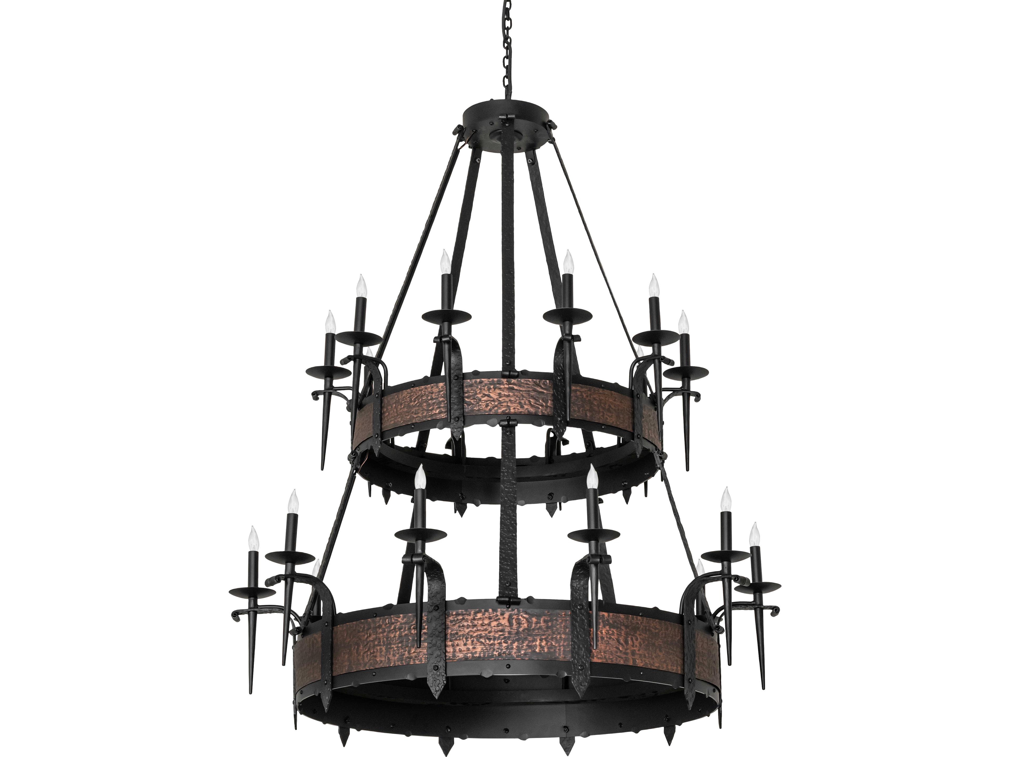 Meyda Costello 20-Light Flat Black blackened Textured Copper Traditional Candelabra Tiered Chandelier