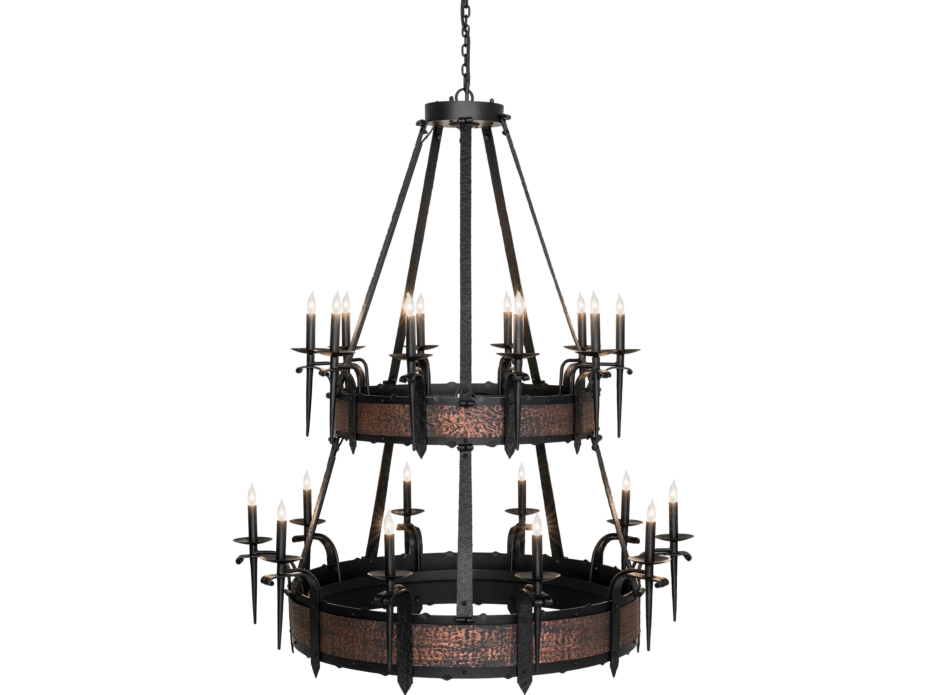 Meyda Costello 20-Light Flat Black blackened Textured Copper Traditional Candelabra Tiered Chandelier