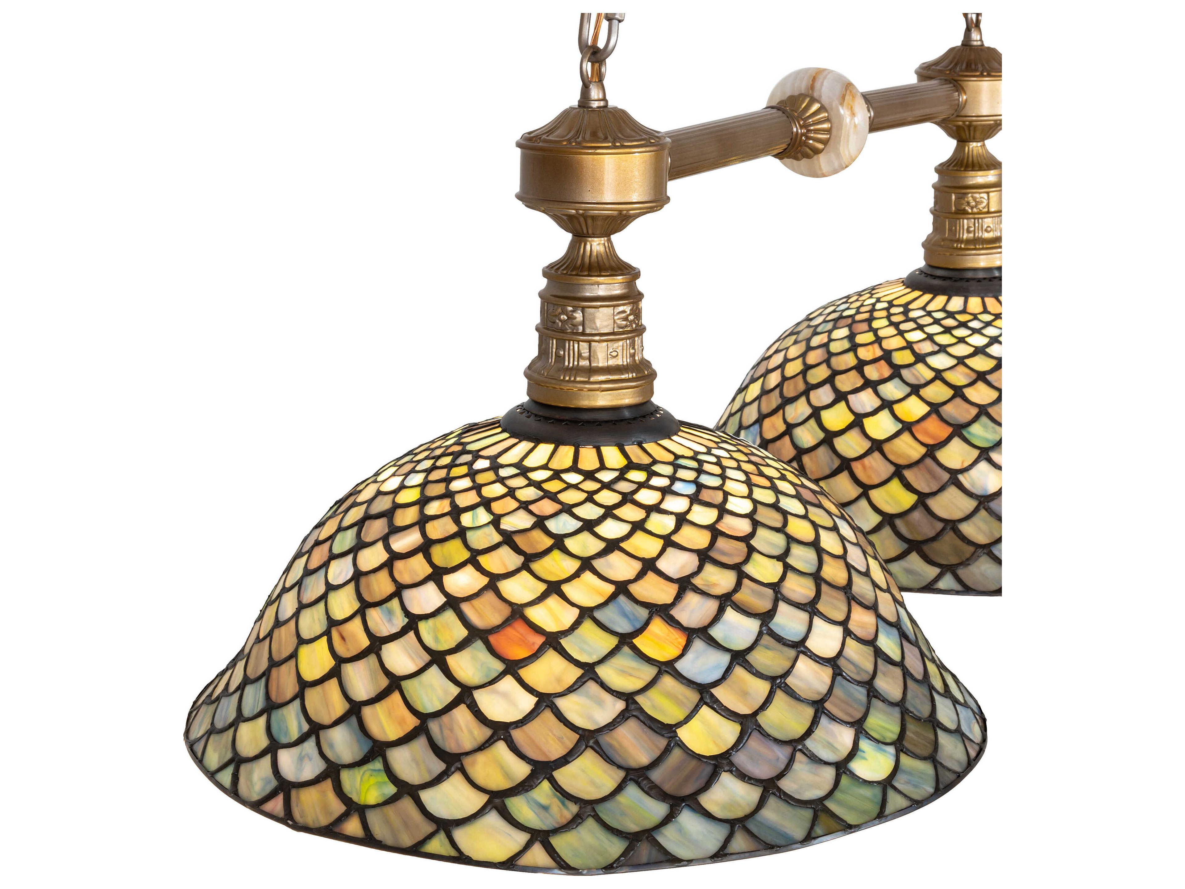 Meyda Tiffany Fishscale 2-Light Brass Powder Coat Island Pendant