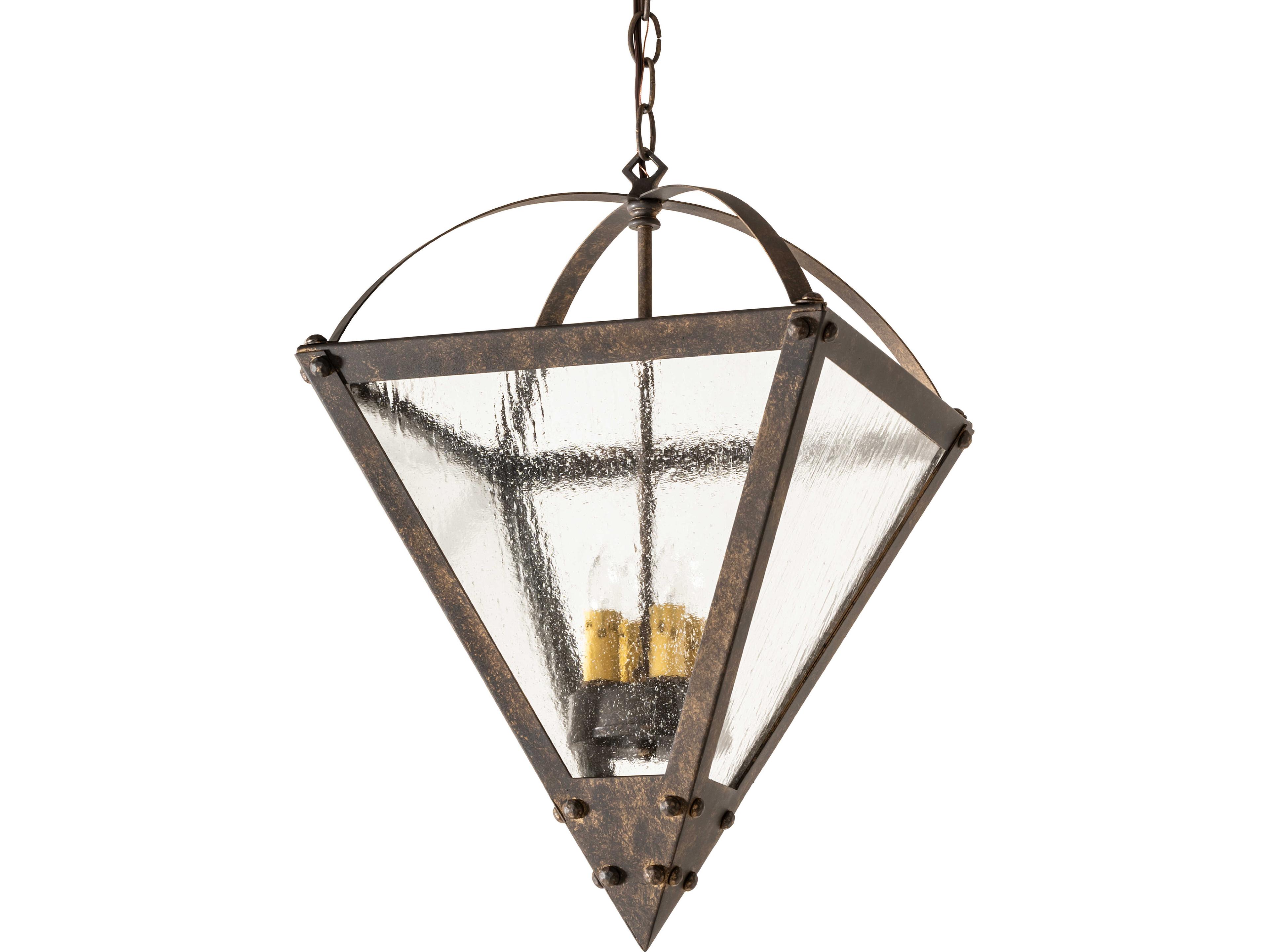 Meyda Pyramid 4-Light Clear Seeded Glass Brown Traditional Pendant