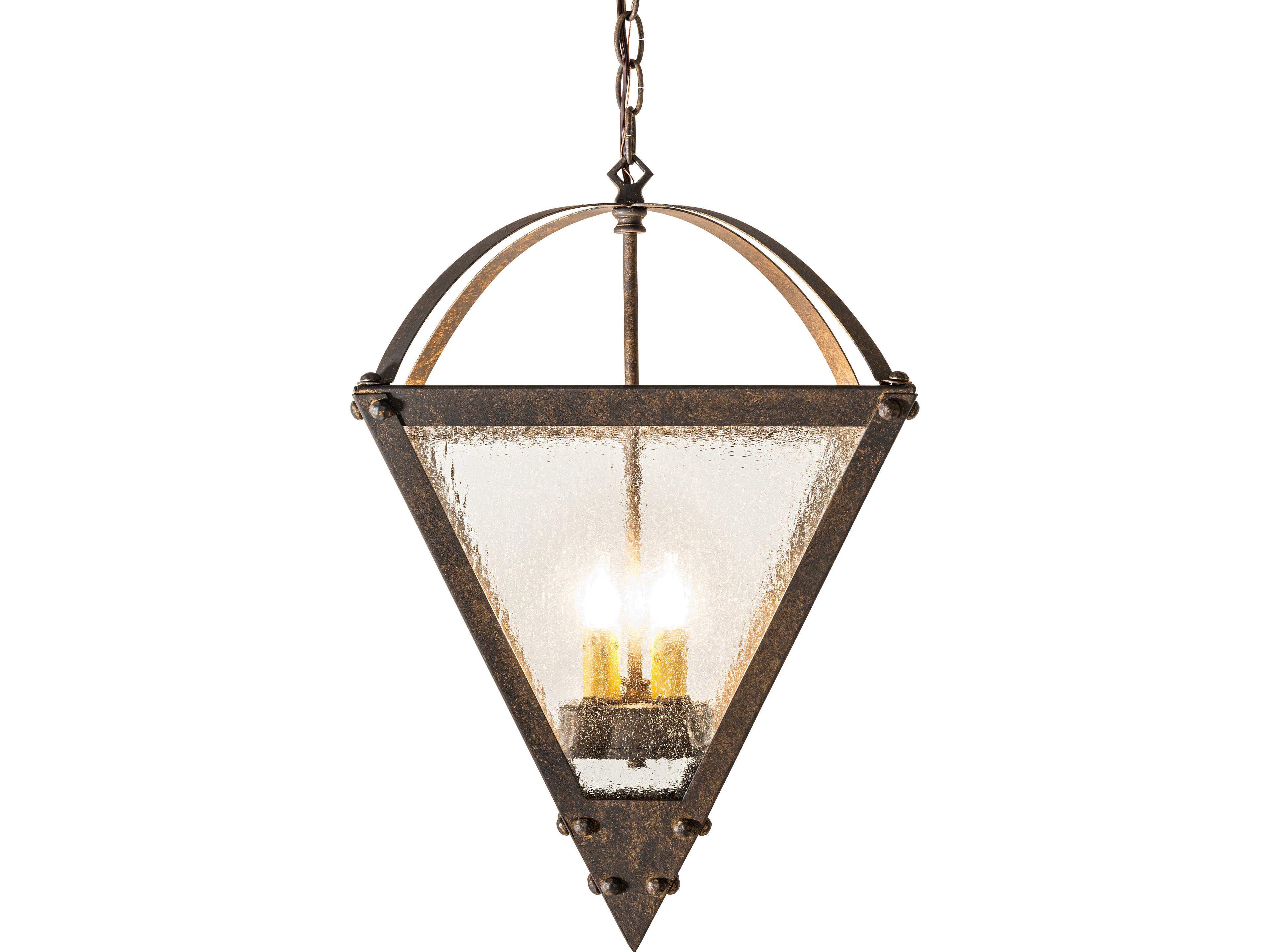 Meyda Pyramid 4-Light Clear Seeded Glass Brown Traditional Pendant