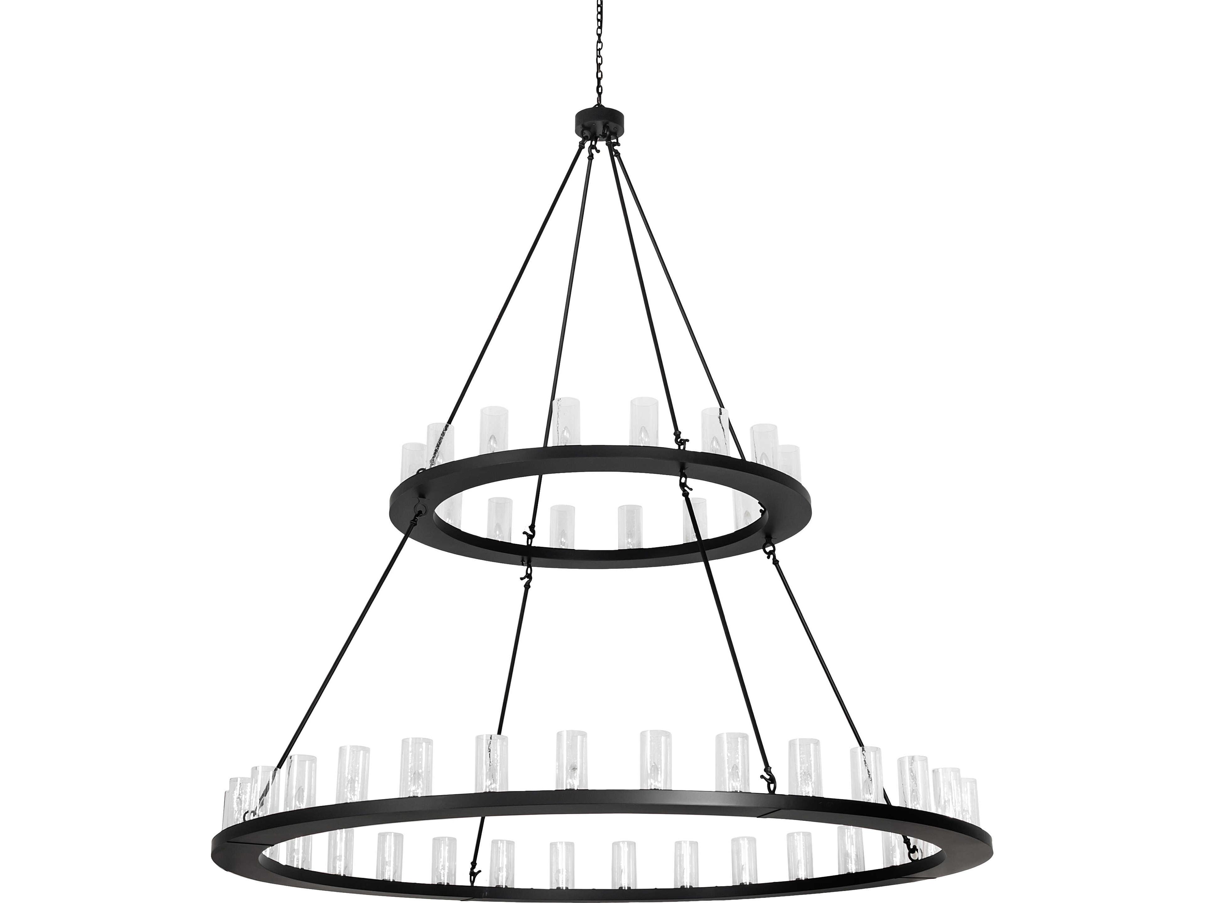 Meyda Loxley 48-Light Clear Seeded Glass Black Tiered Chandelier