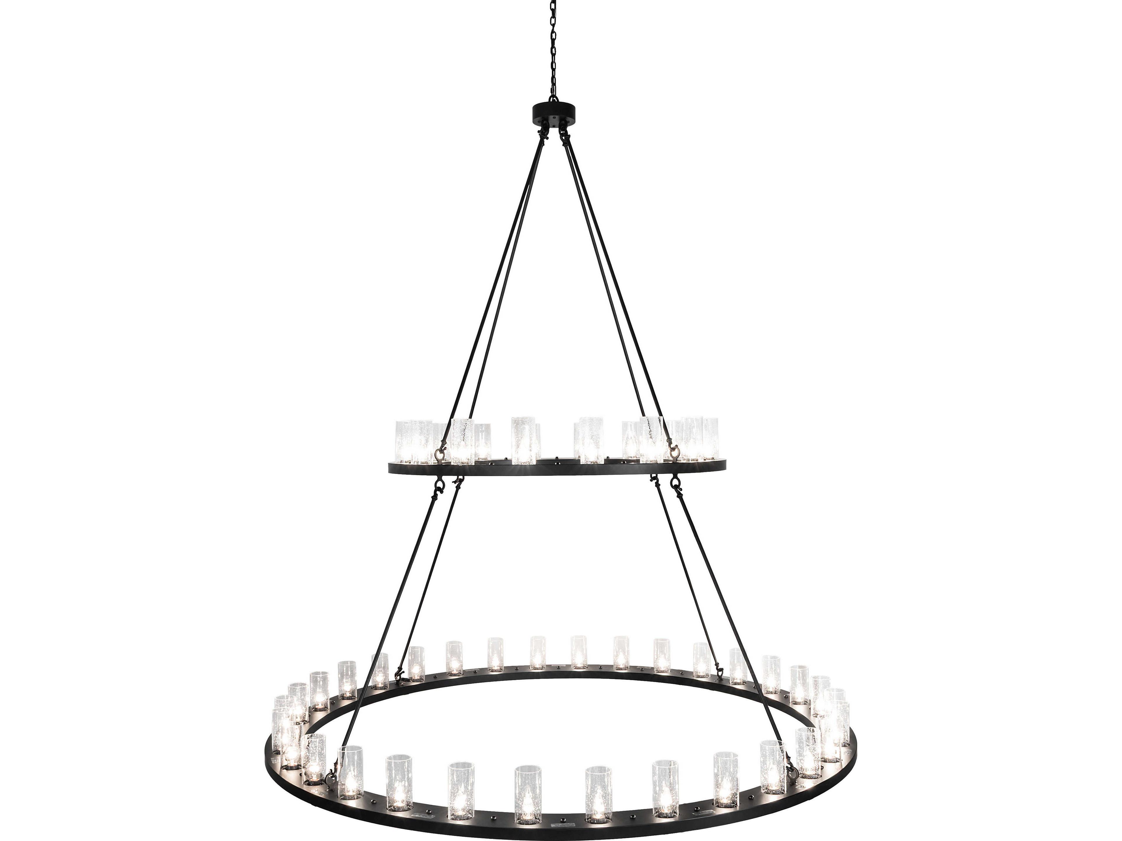 Meyda Loxley 48-Light Clear Seeded Glass Black Tiered Chandelier