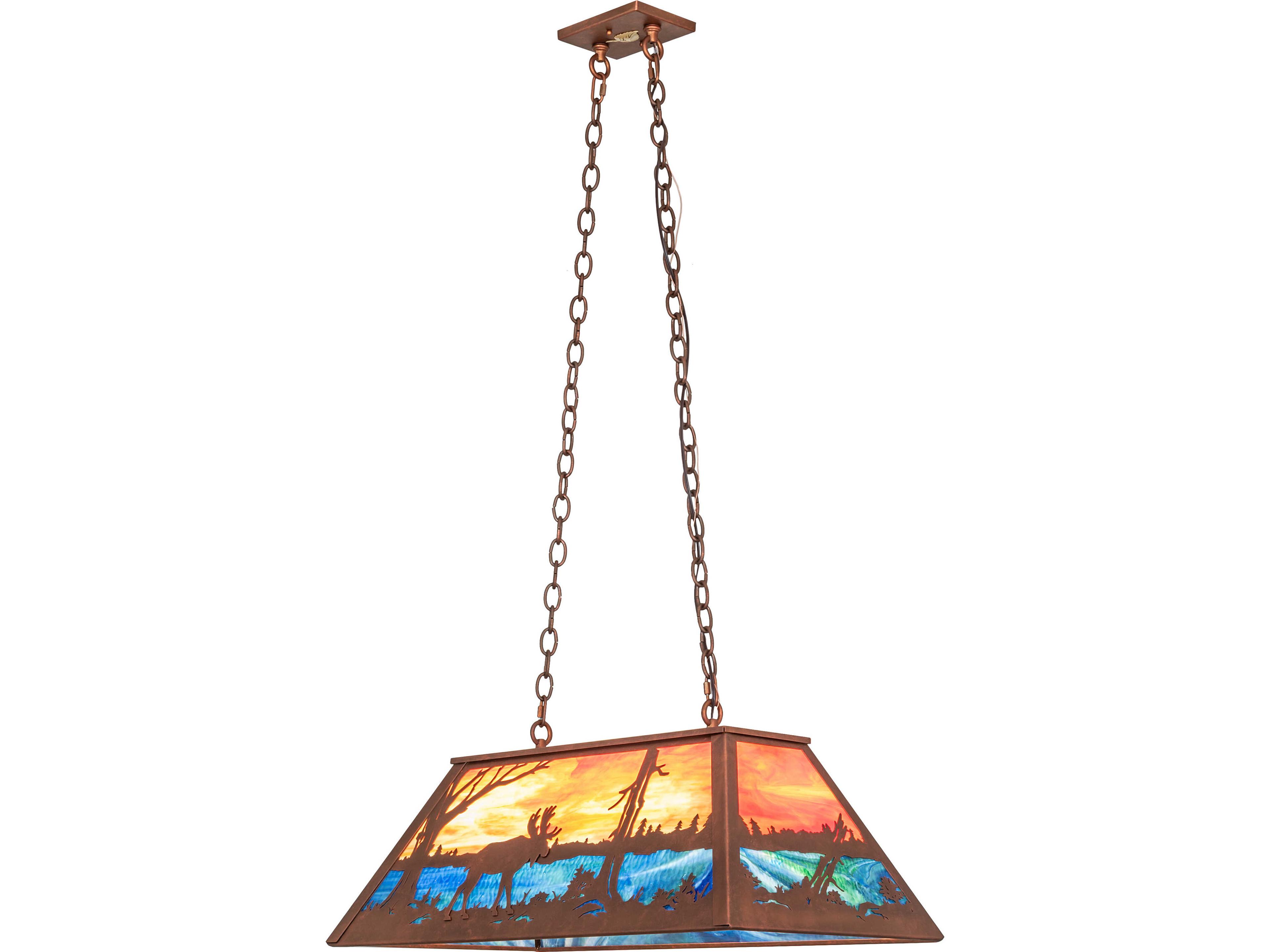 Meyda Moose At Lake at 6-Light Copper Traditional Linear Island Pendant