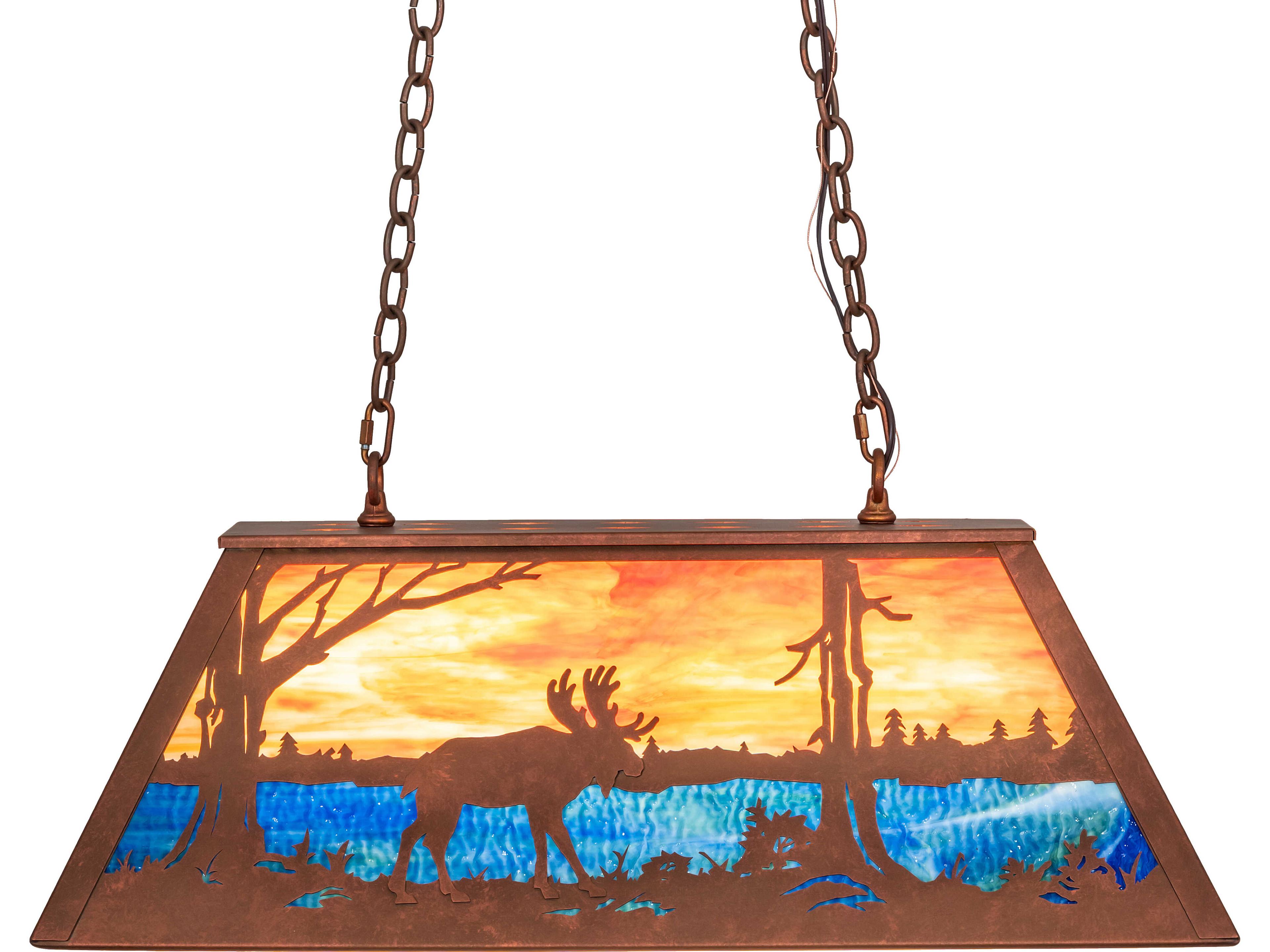 Meyda Moose At Lake at 6-Light Copper Traditional Linear Island Pendant