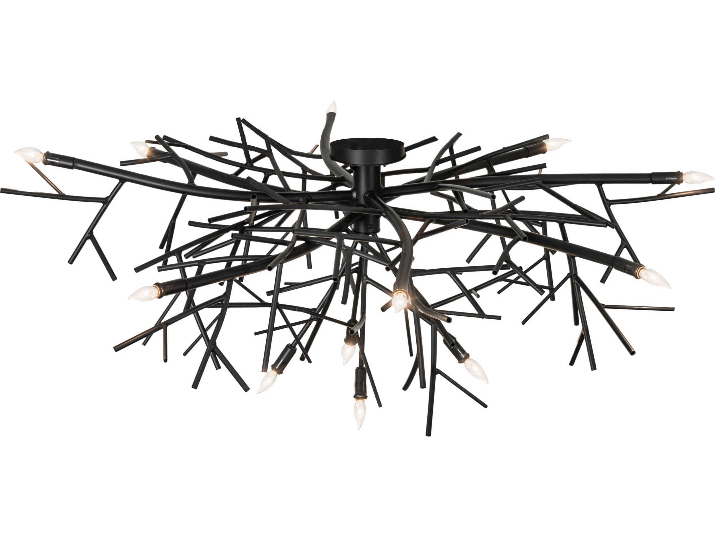 Meyda Thicket 12-Light Blackwash Flush Mount