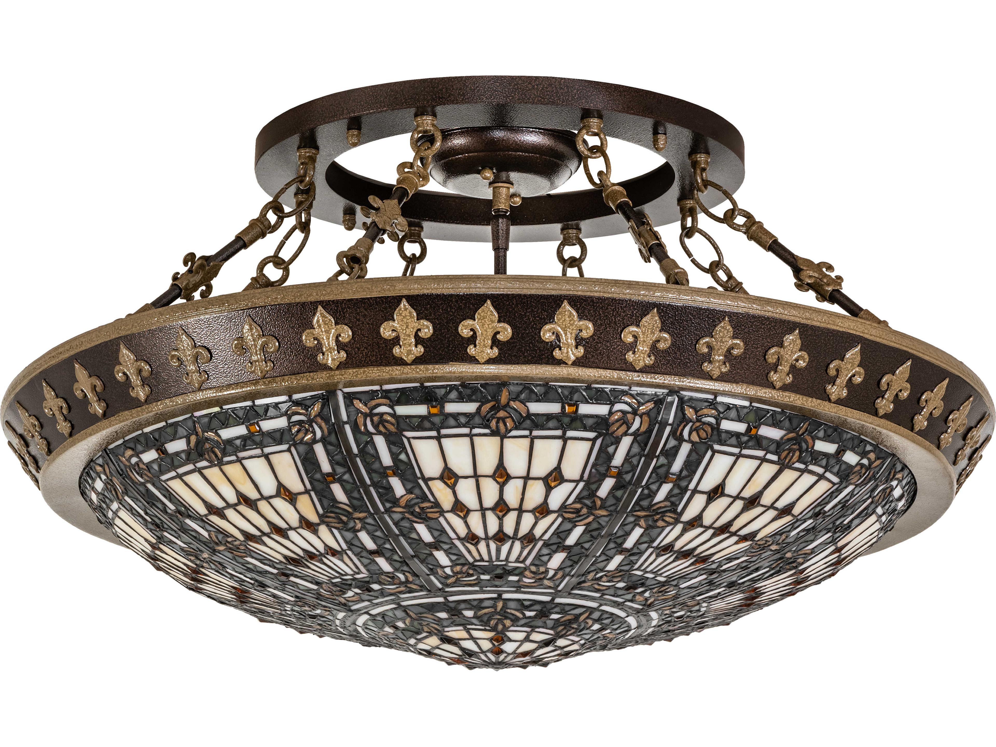Meyda Fleur-de-lis 4-Light Copper Traditional Semi Flush Mount