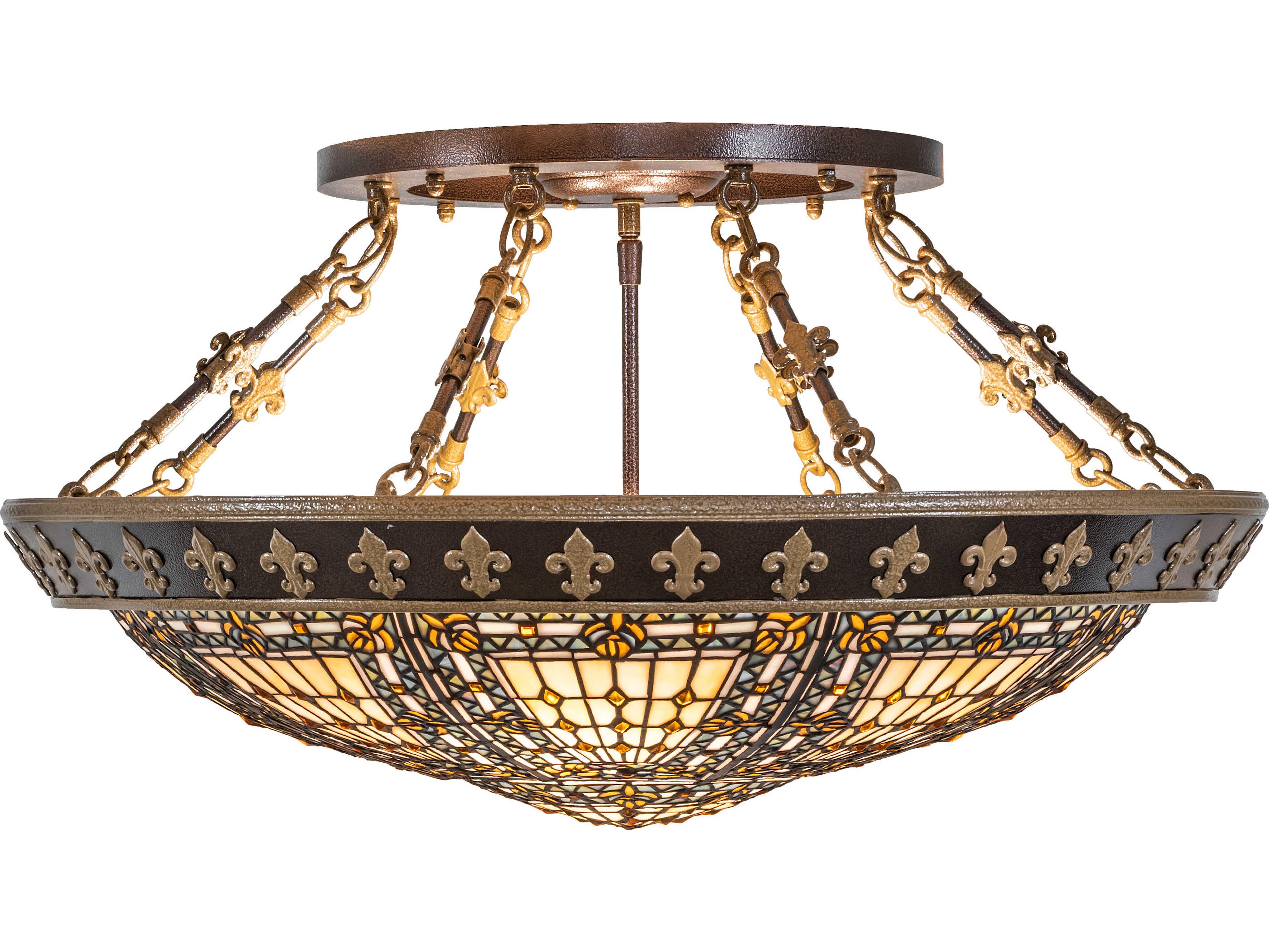 Meyda Fleur-de-lis 4-Light Copper Traditional Semi Flush Mount