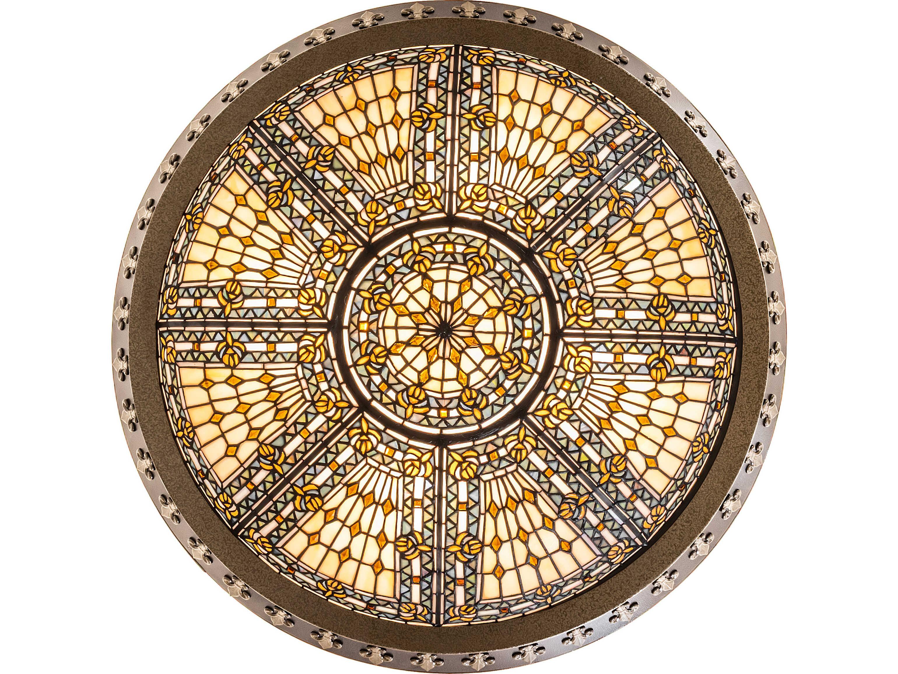 Meyda Fleur-de-lis 4-Light Copper Traditional Semi Flush Mount