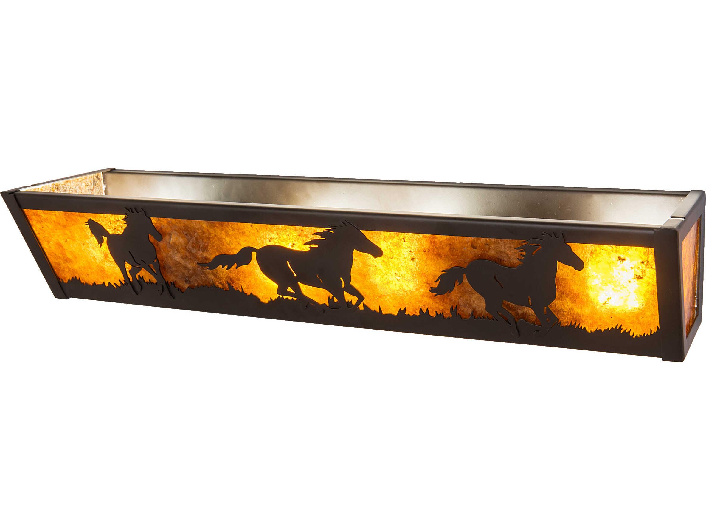 Meyda Running Horses 4-Light Amber Mica Bronze Vanity Light