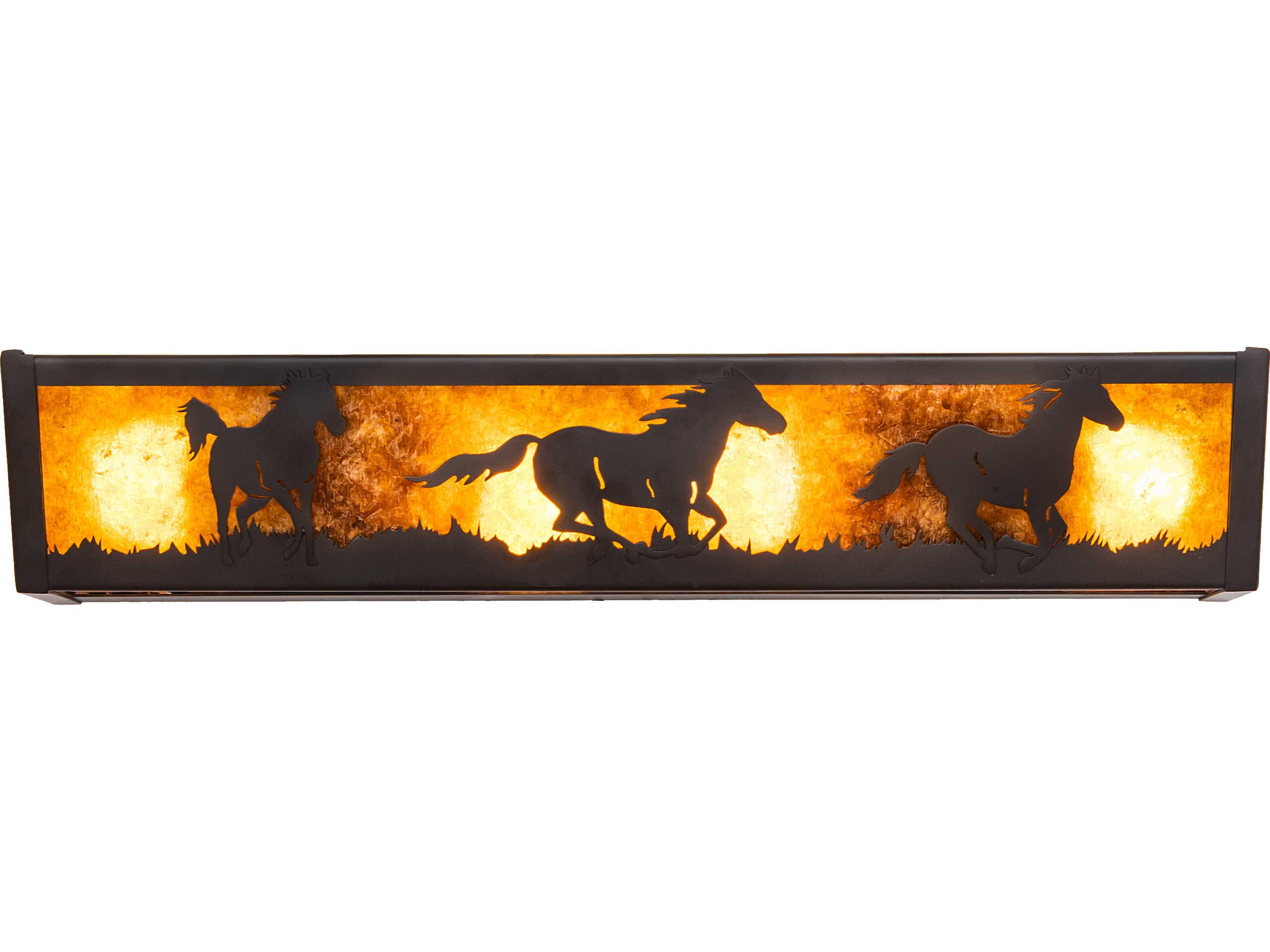 Meyda Running Horses 4-Light Amber Mica Bronze Vanity Light