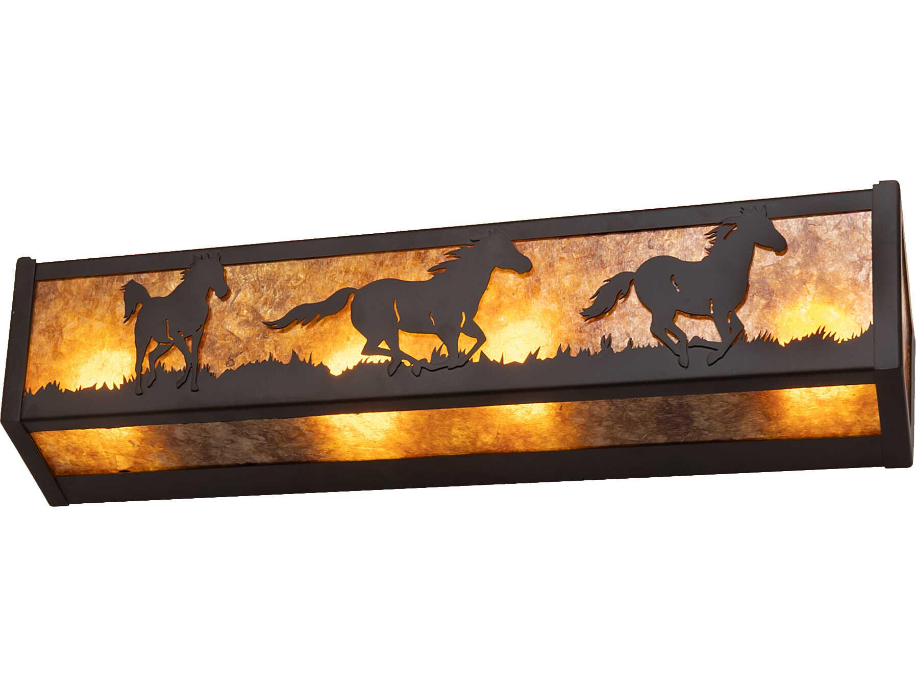 Meyda Running Horses 4-Light Amber Mica Bronze Vanity Light