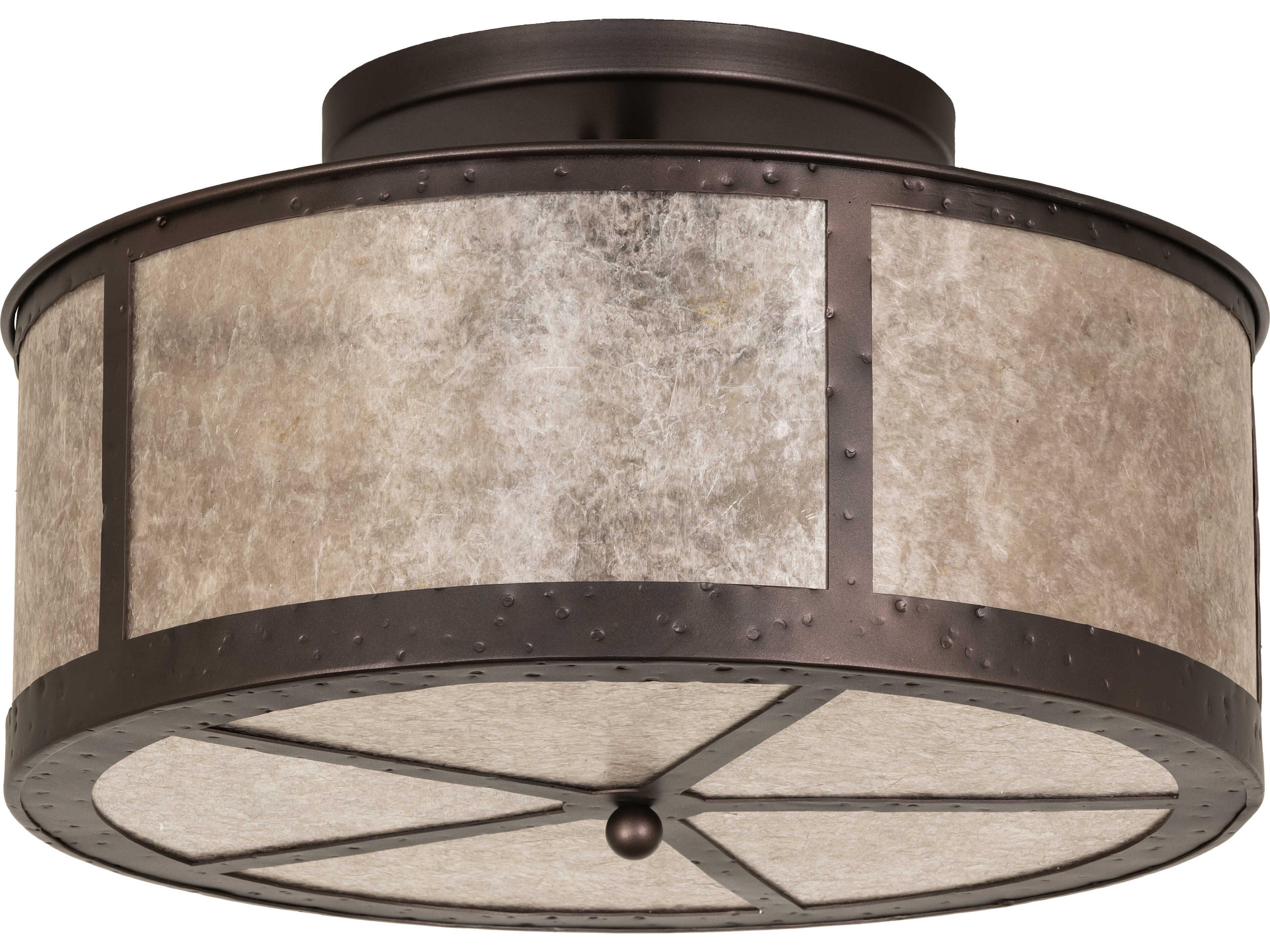 Meyda Smythe Craftsman 4-Light Silver Mica Bronze Flush Mount