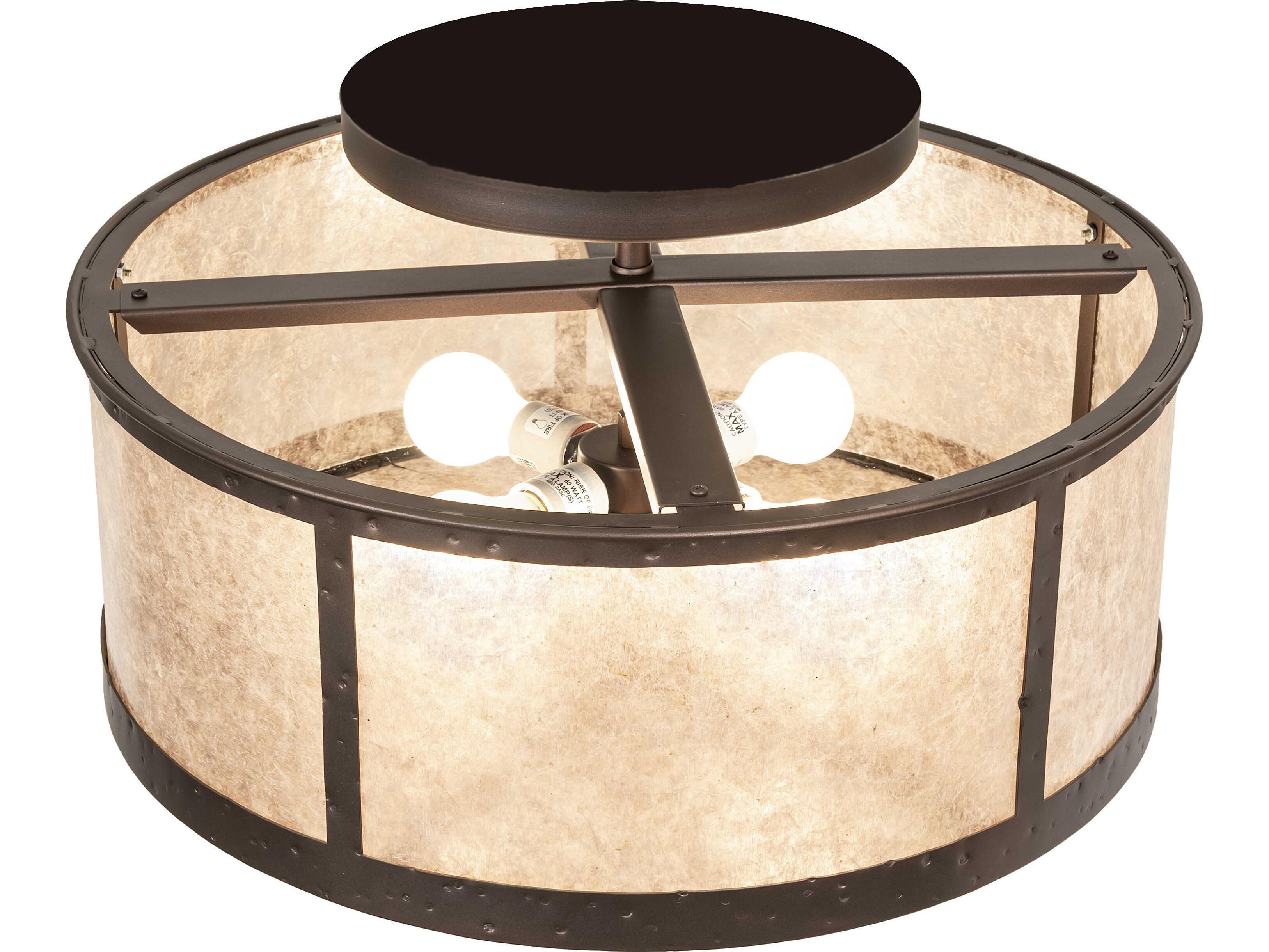Meyda Smythe Craftsman 4-Light Silver Mica Bronze Flush Mount