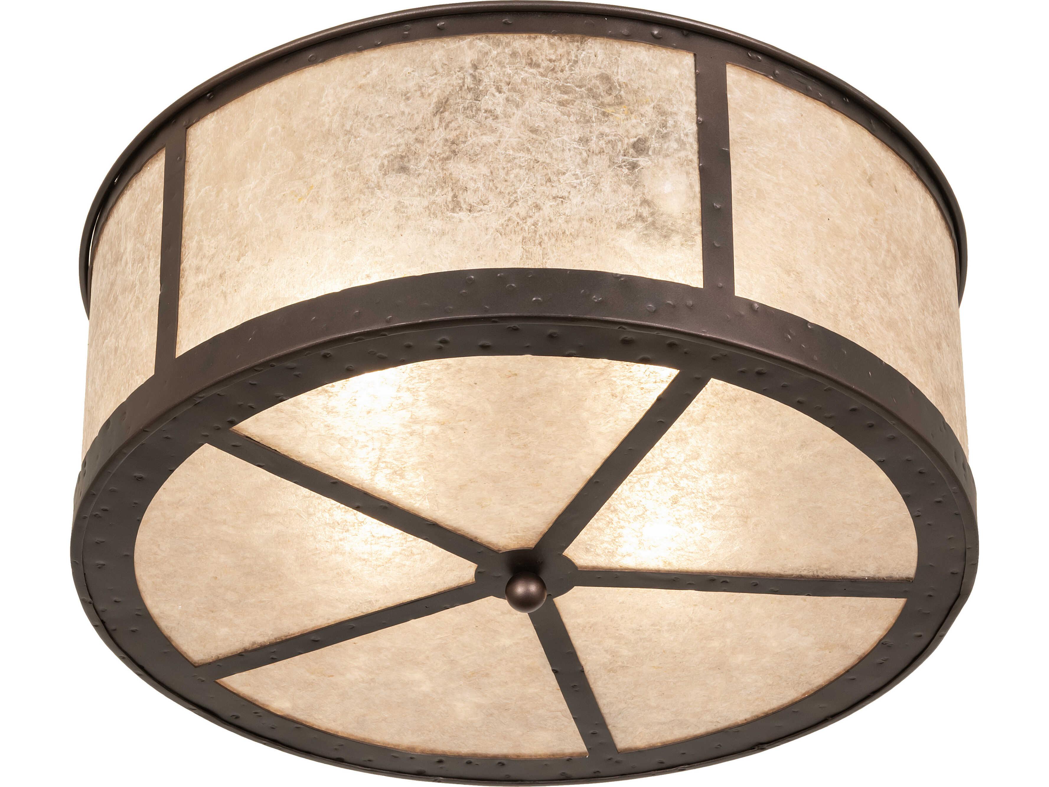 Meyda Smythe Craftsman 4-Light Silver Mica Bronze Flush Mount