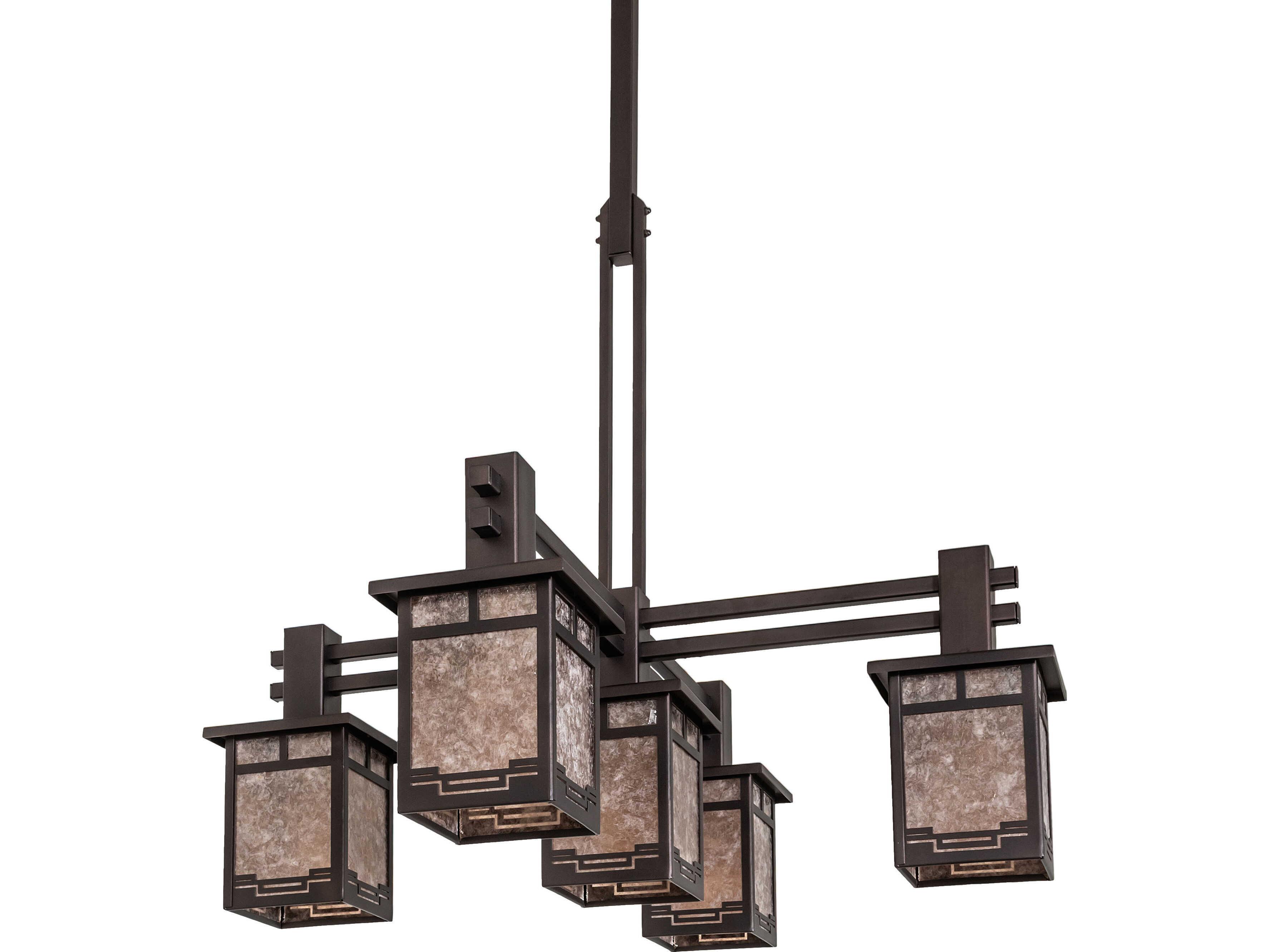 Meyda Roylance 5-Light Silver Mica Bronze Geometric Chandelier