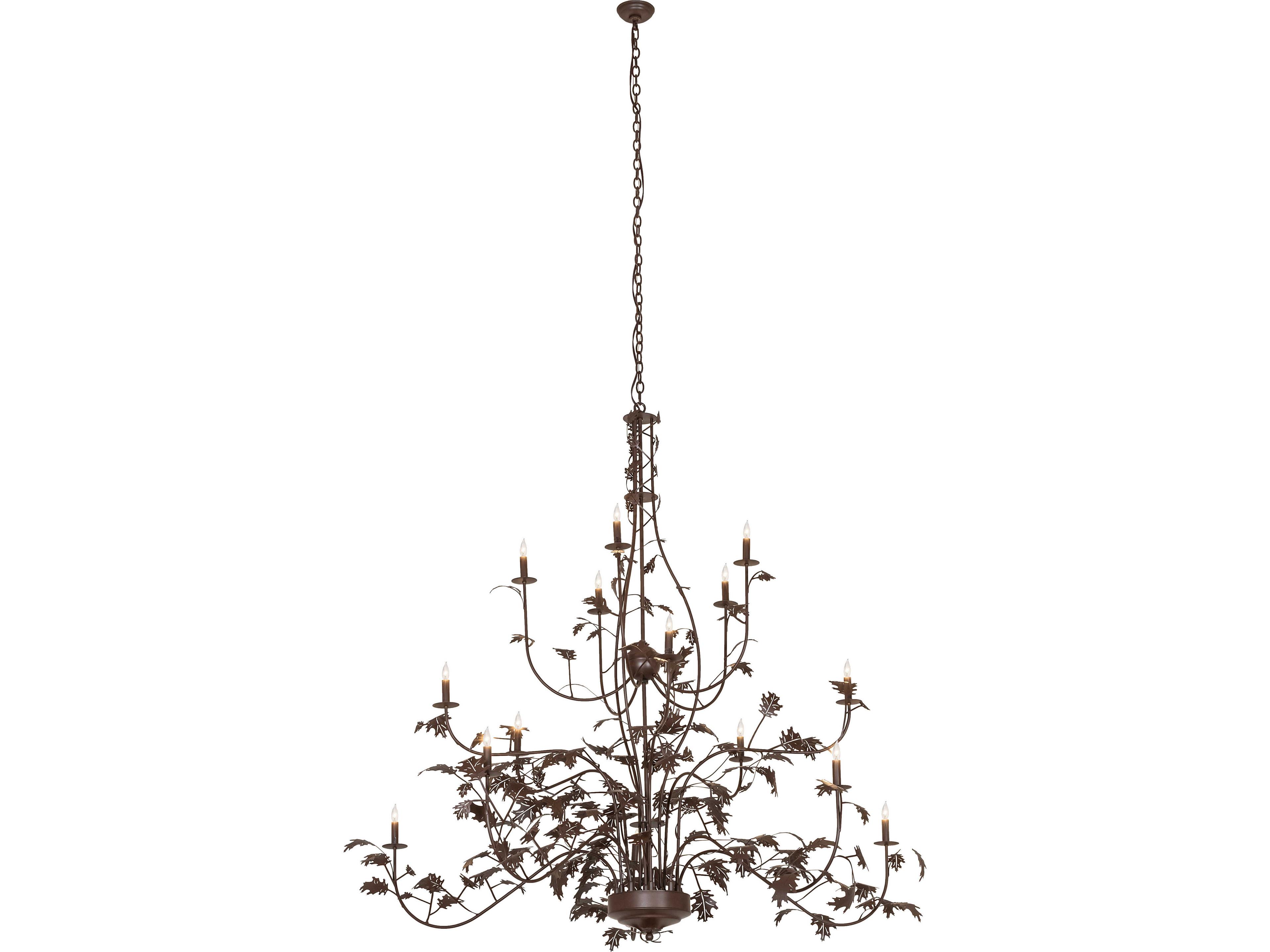 Meyda Oak Leaf 15-Light Cafe Noir Brown Traditional Tiered Chandelier