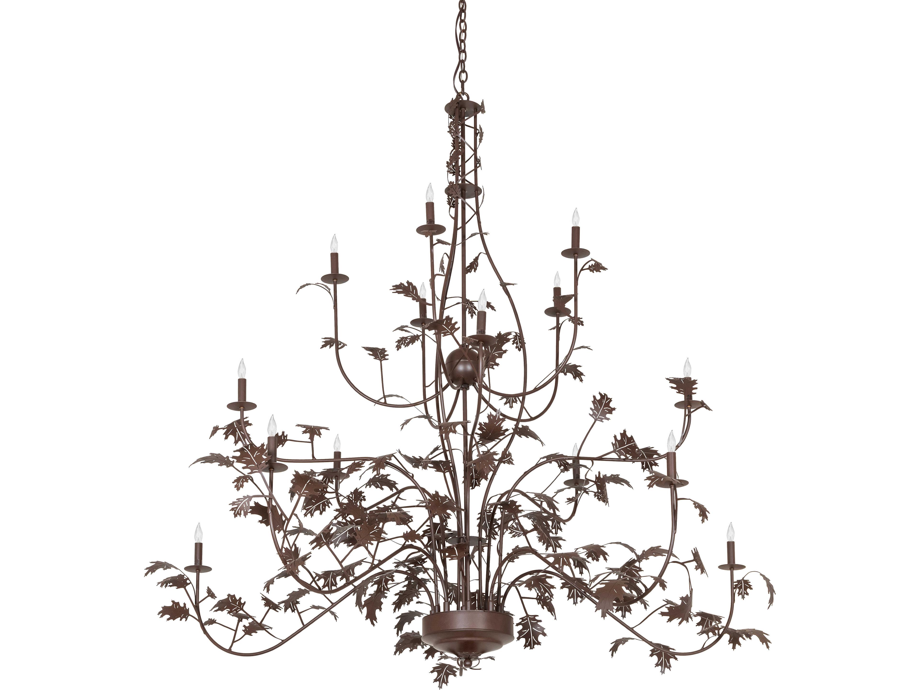 Meyda Oak Leaf 15-Light Cafe Noir Brown Traditional Tiered Chandelier