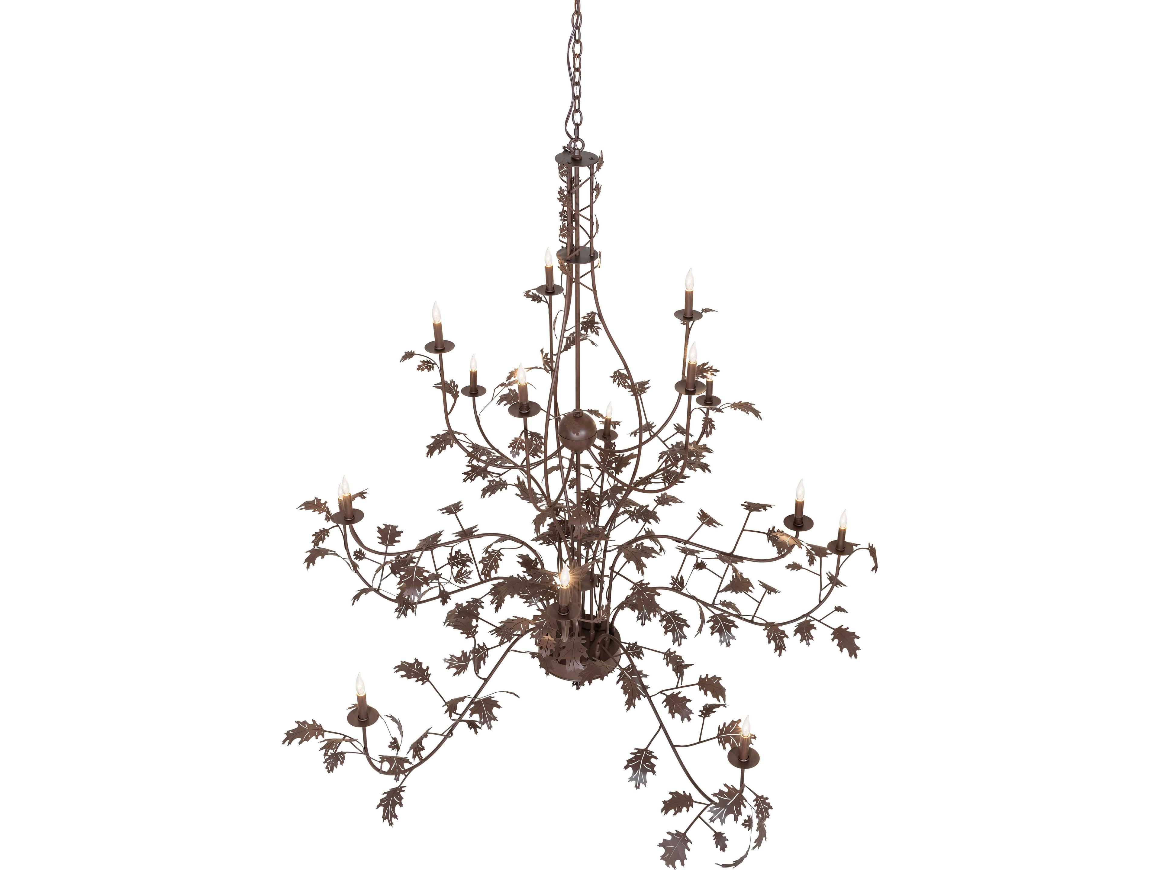 Meyda Oak Leaf 15-Light Cafe Noir Brown Traditional Tiered Chandelier