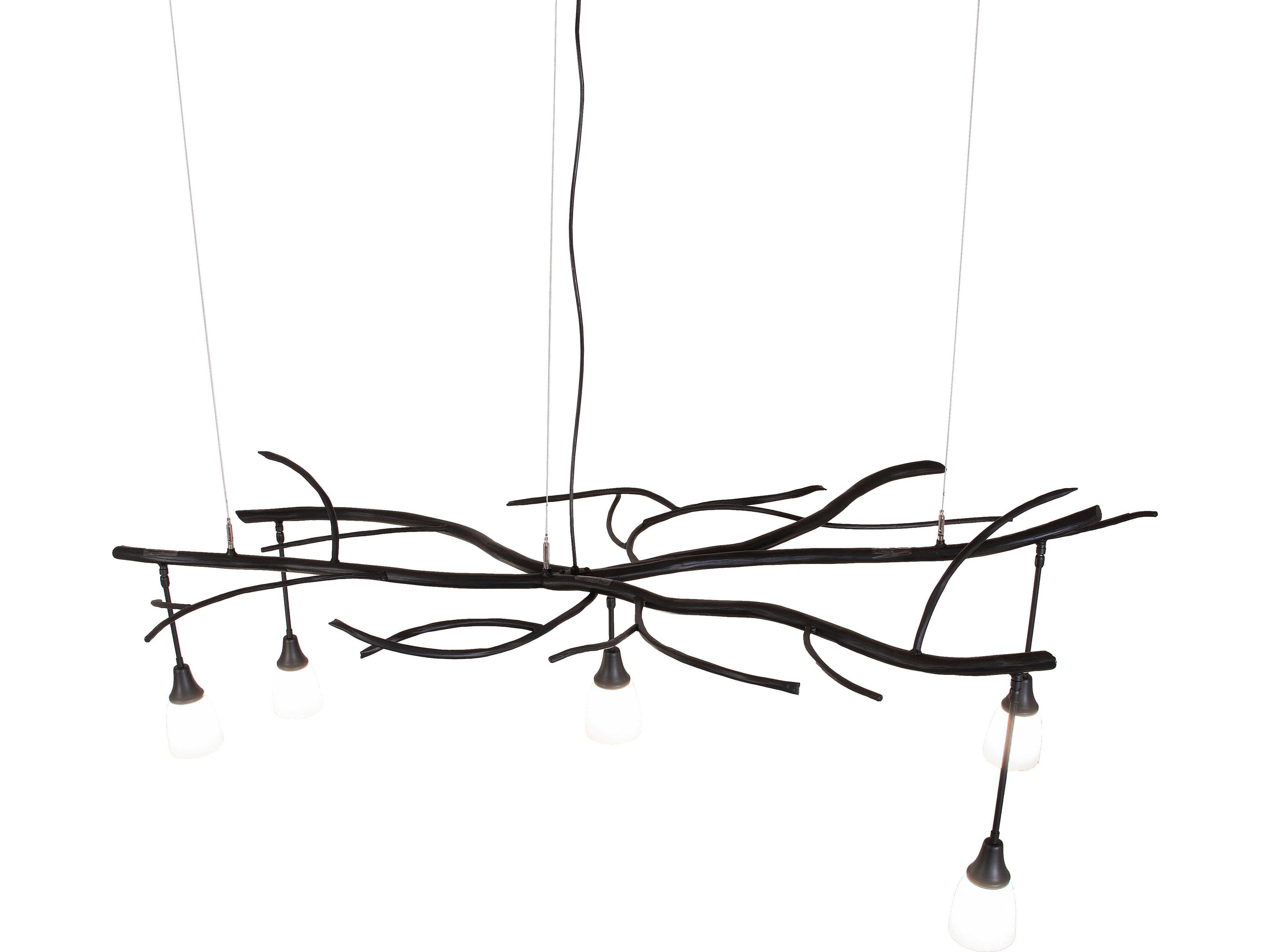 Meyda Winter Solstice 5-Light White Opal Glass Black Linear Island Pendant