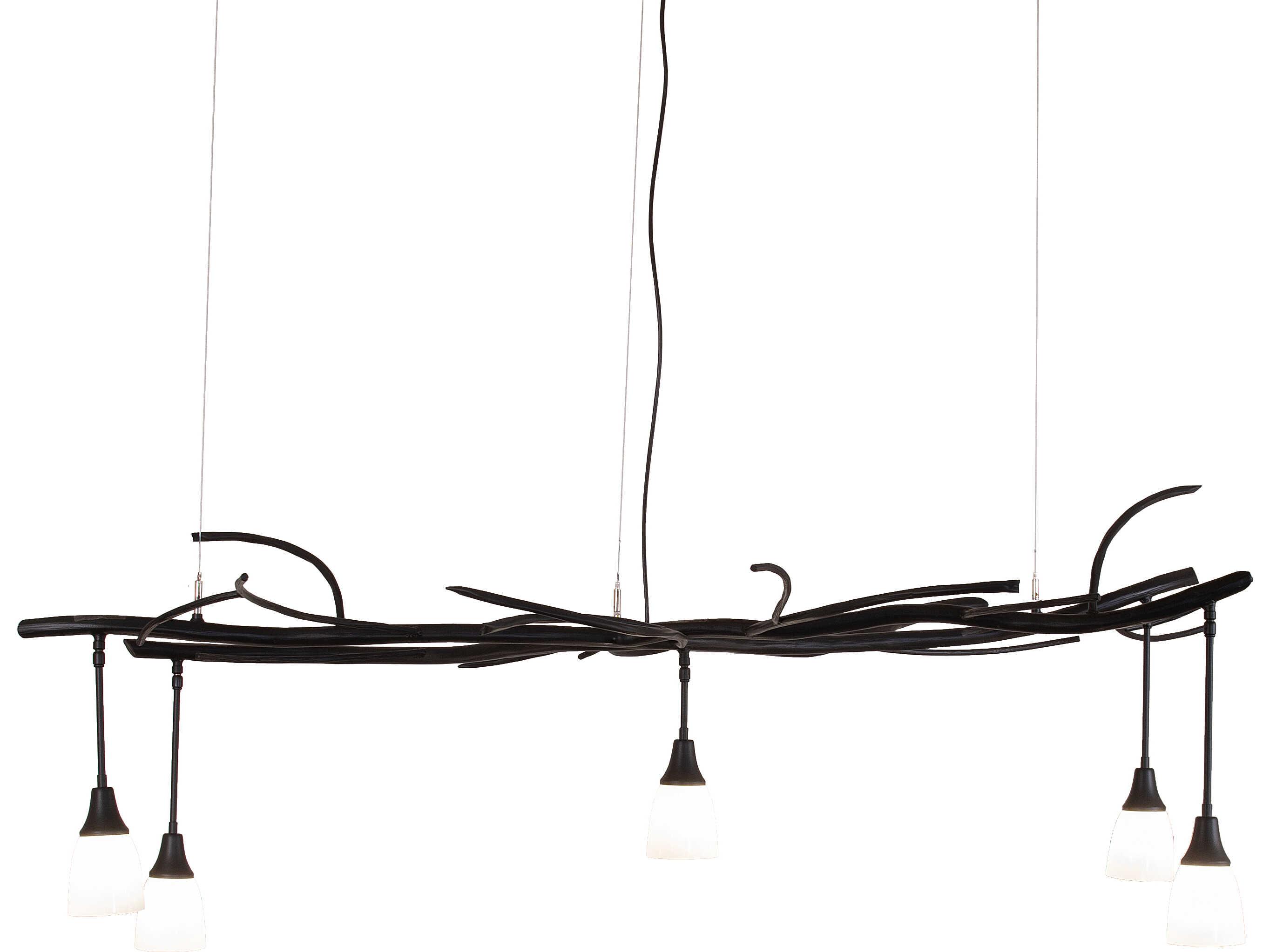 Meyda Winter Solstice 5-Light White Opal Glass Black Linear Island Pendant
