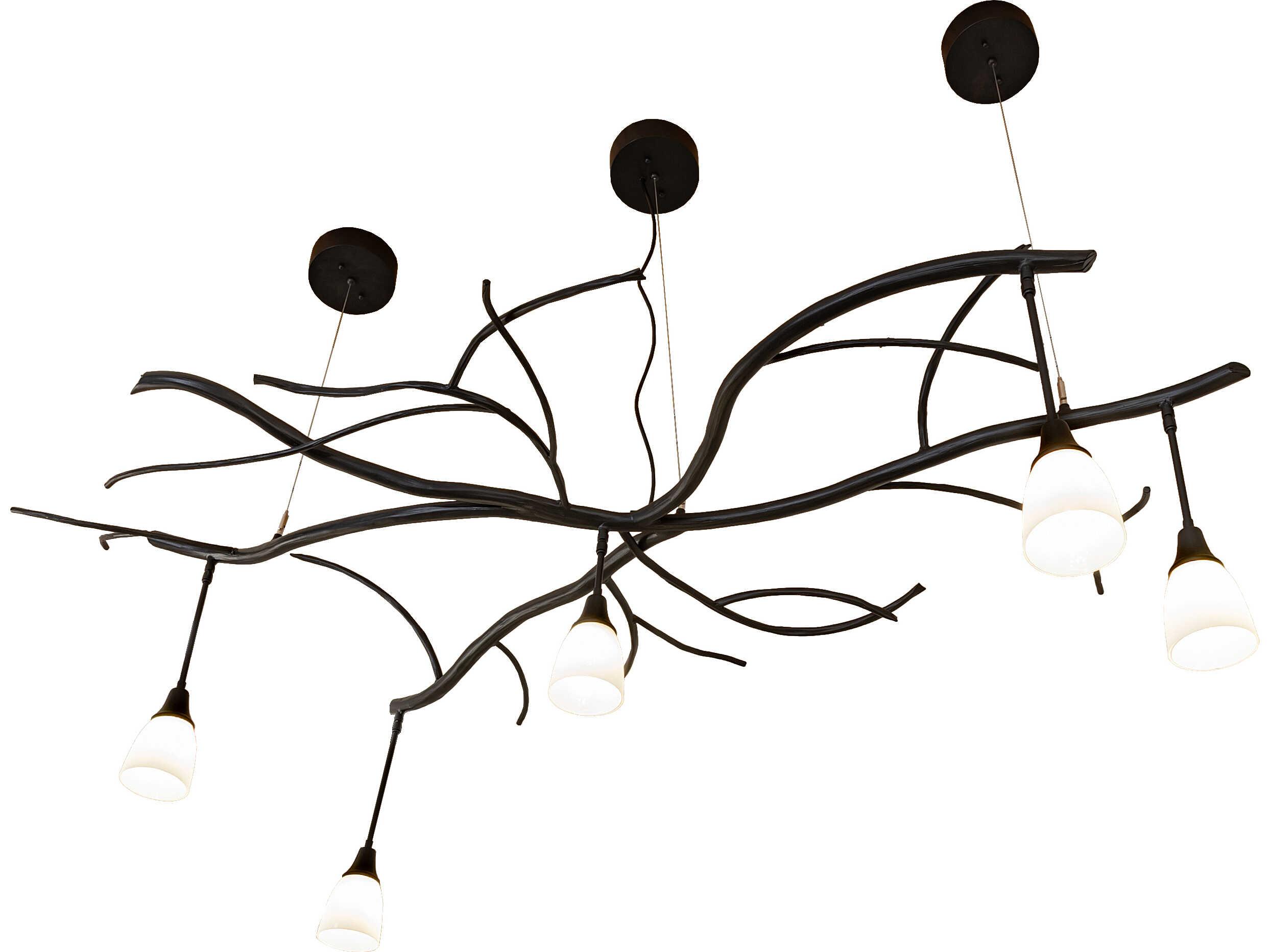 Meyda Winter Solstice 5-Light White Opal Glass Black Linear Island Pendant
