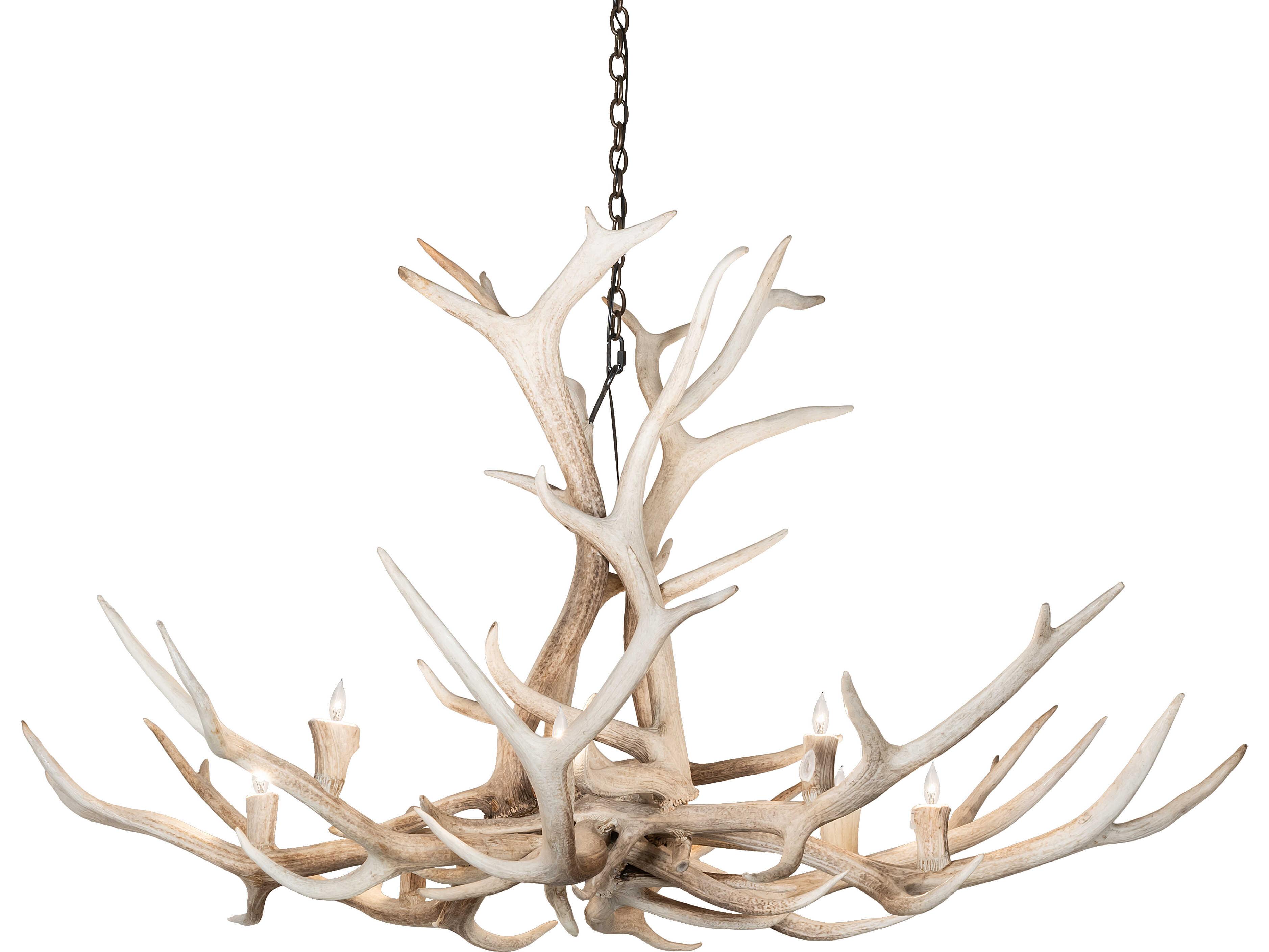 Meyda Antlers 8-Light Bleached Antler Off White Chandelier
