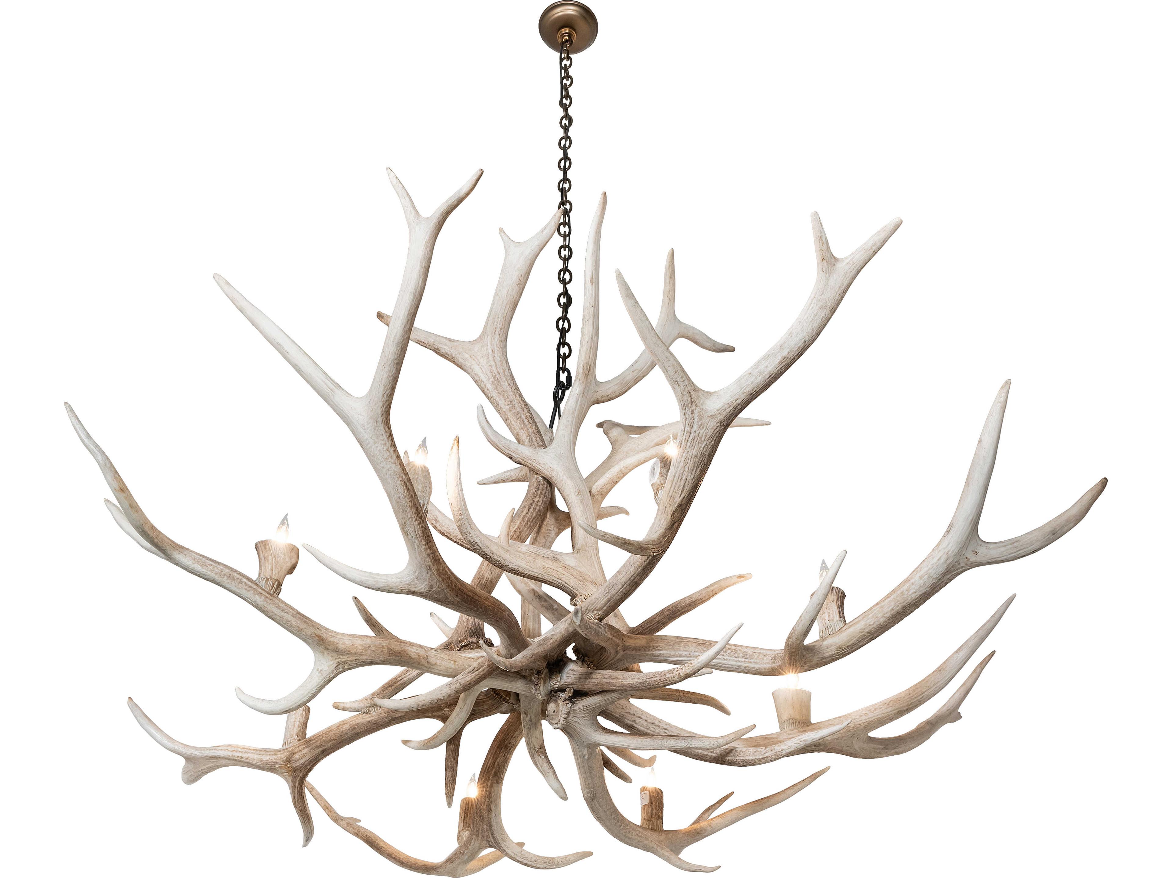 Meyda Antlers 8-Light Bleached Antler Off White Chandelier