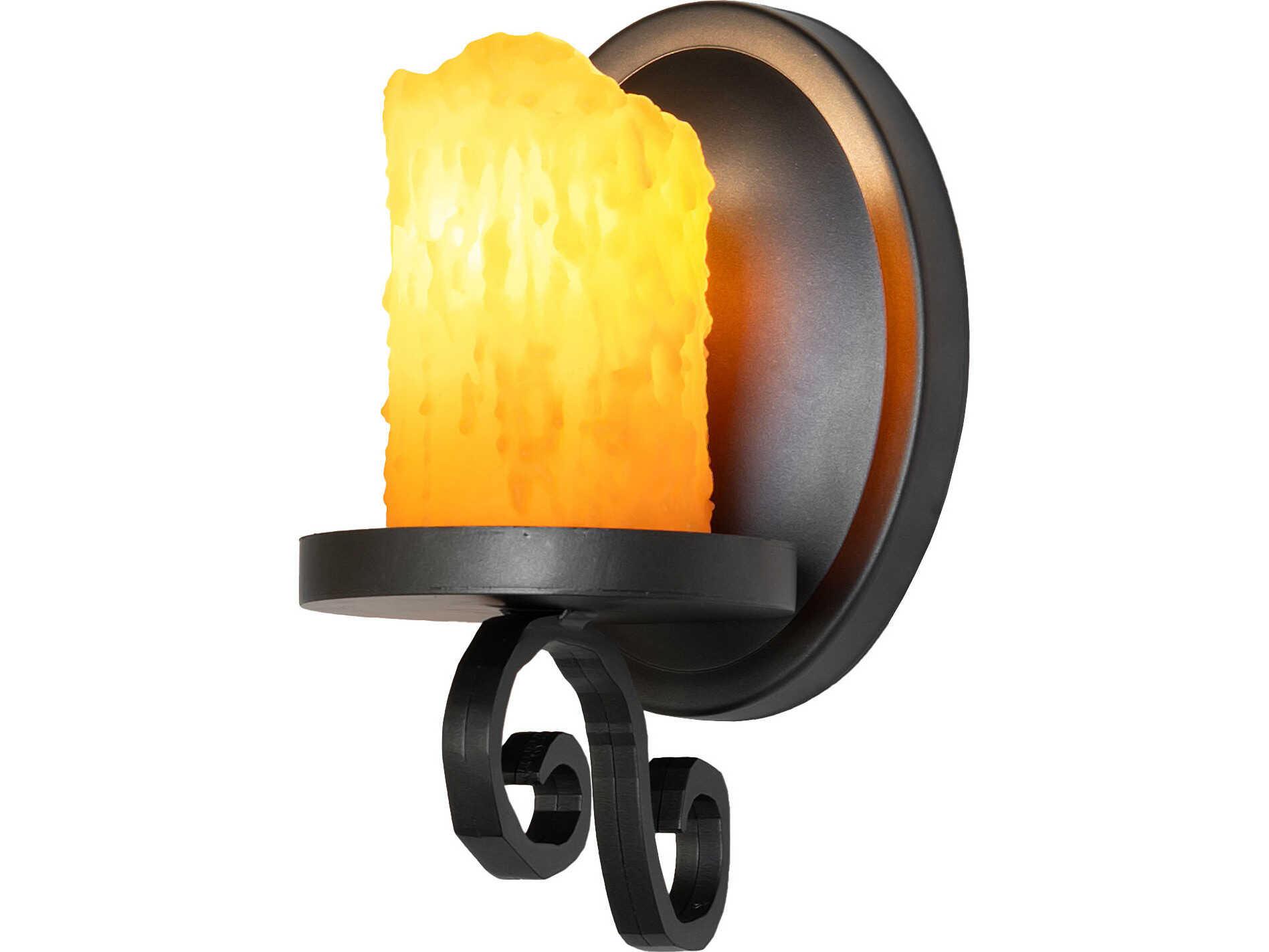 Meyda Carpathian 1-Light Amber Faux Candle Black Traditional Wall Sconce