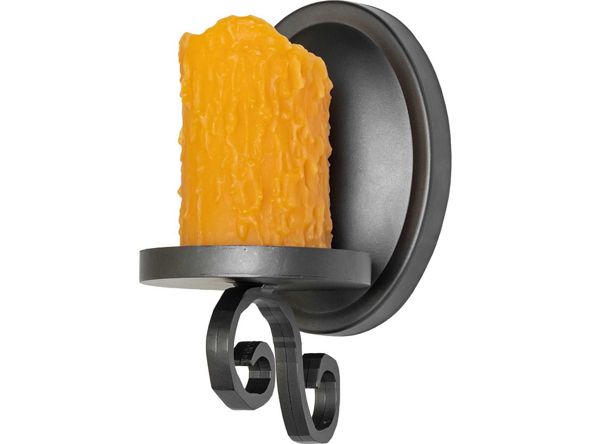 Meyda Carpathian 1-Light Amber Faux Candle Black Traditional Wall Sconce