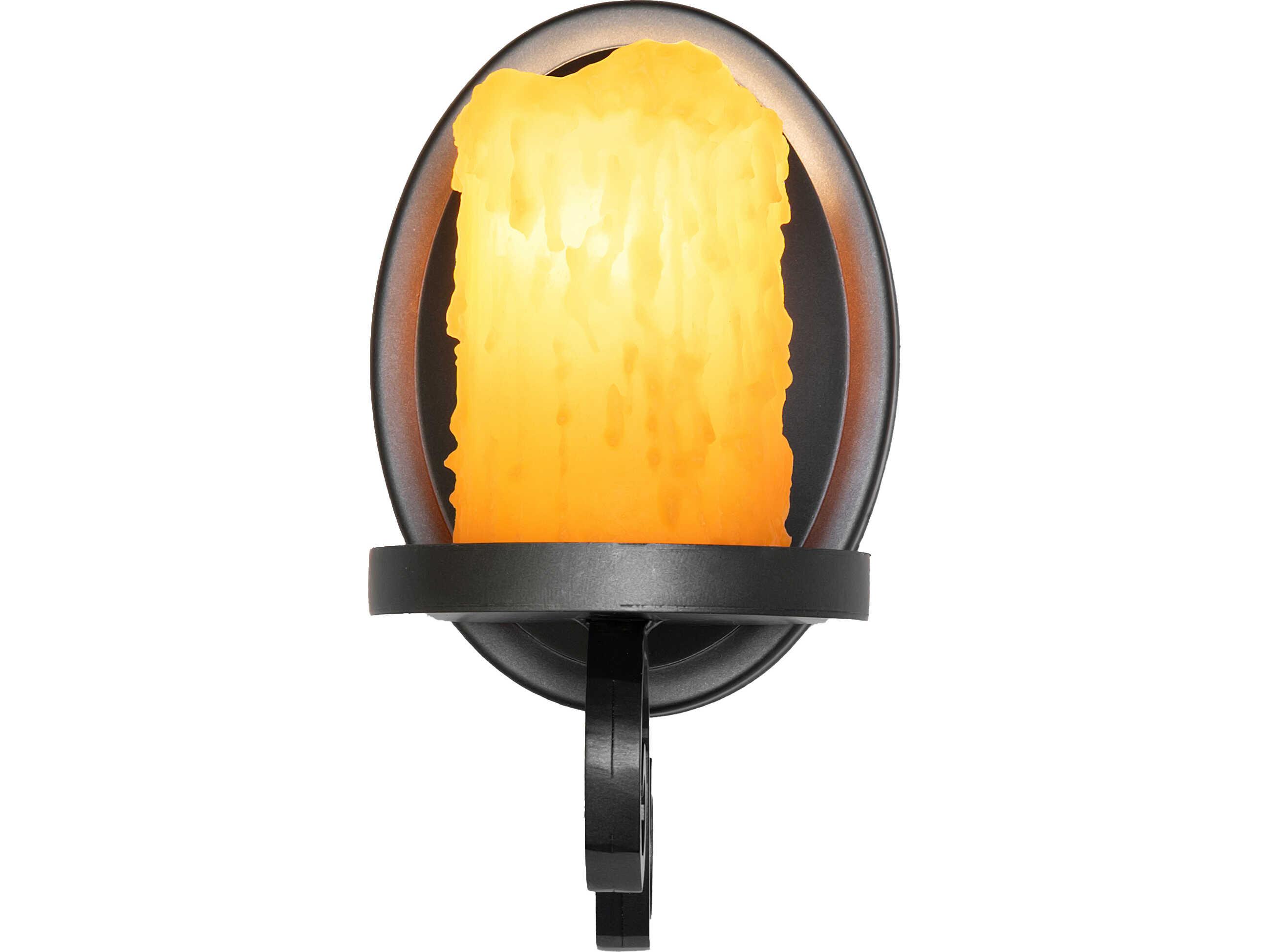 Meyda Carpathian 1-Light Amber Faux Candle Black Traditional Wall Sconce