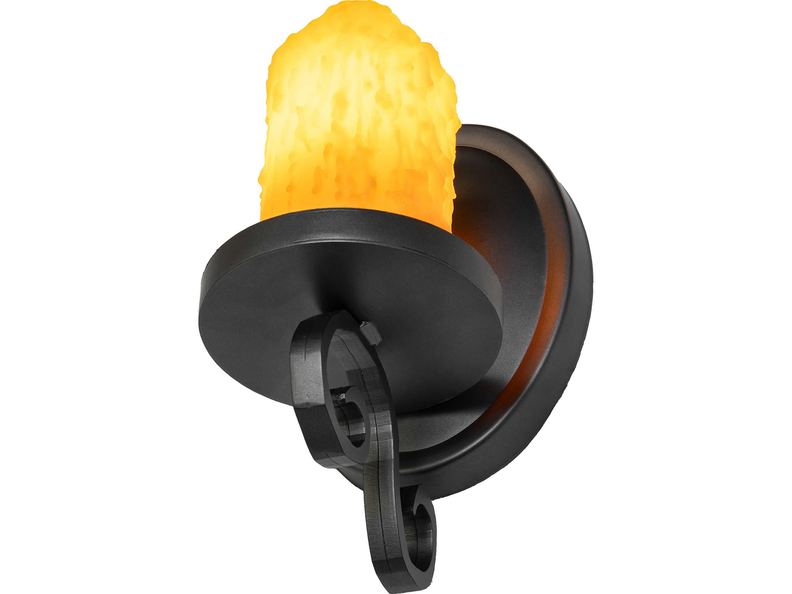 Meyda Carpathian 1-Light Amber Faux Candle Black Traditional Wall Sconce
