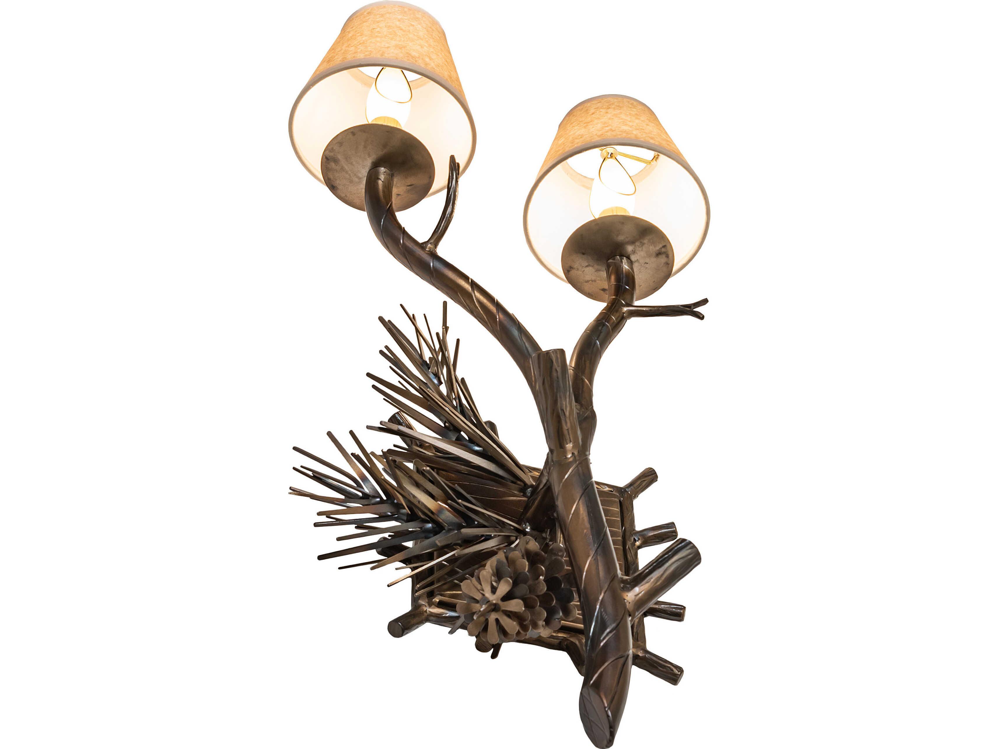 Meyda Pinewood 2-Light Taos Parchment Copper Traditional Wall Sconce